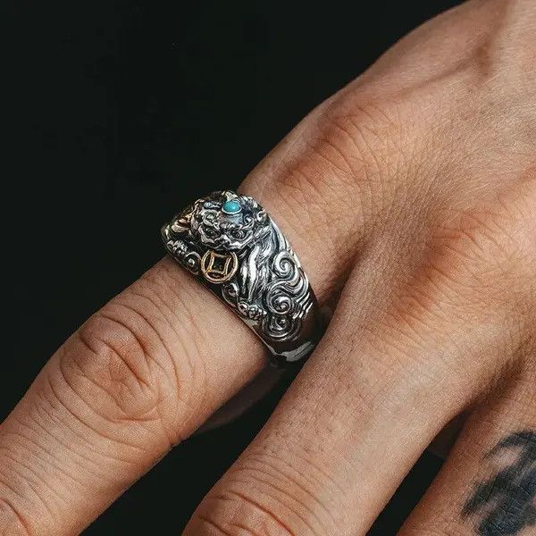 Jewelry × Sterling Silver × Vintage Vintage Wealth Animal Pixiu Ring Size ONE SIZE - 2 Thumbnail