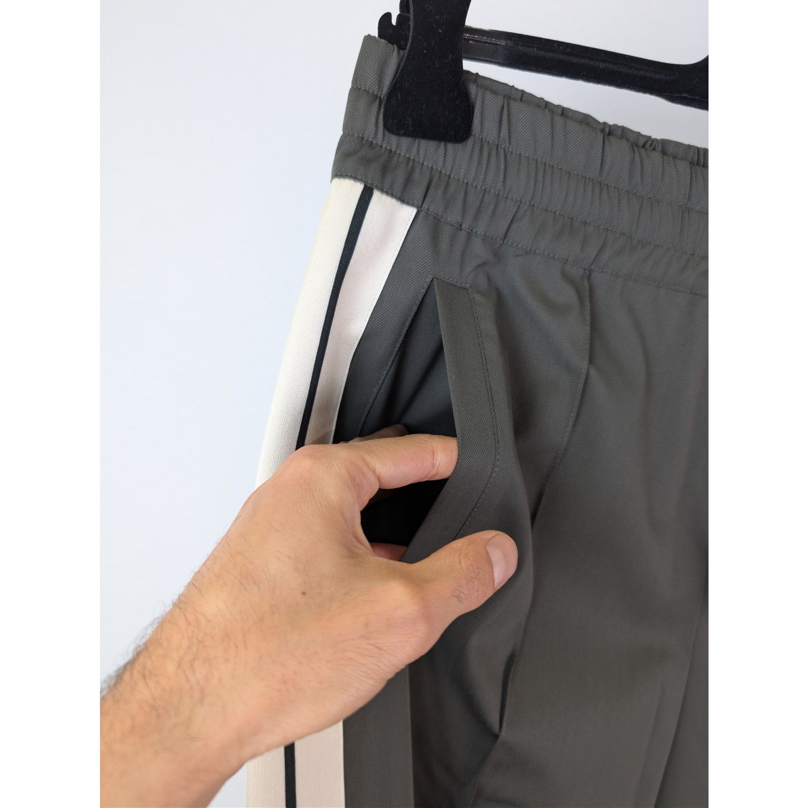 Palm Angels o1rshd1 Classic Logo Wool Track Pants in Military/Off-White Size US 32 / EU 48 - 7 Thumbnail