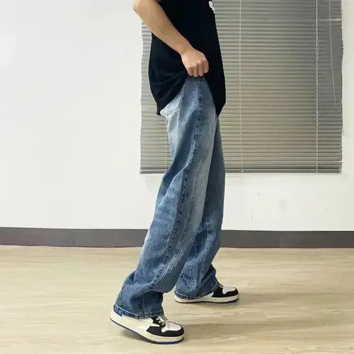 Jean Jeans straight legs casual denim trousers loose fit wide leg Size US 30 / EU 46 - 3 Thumbnail