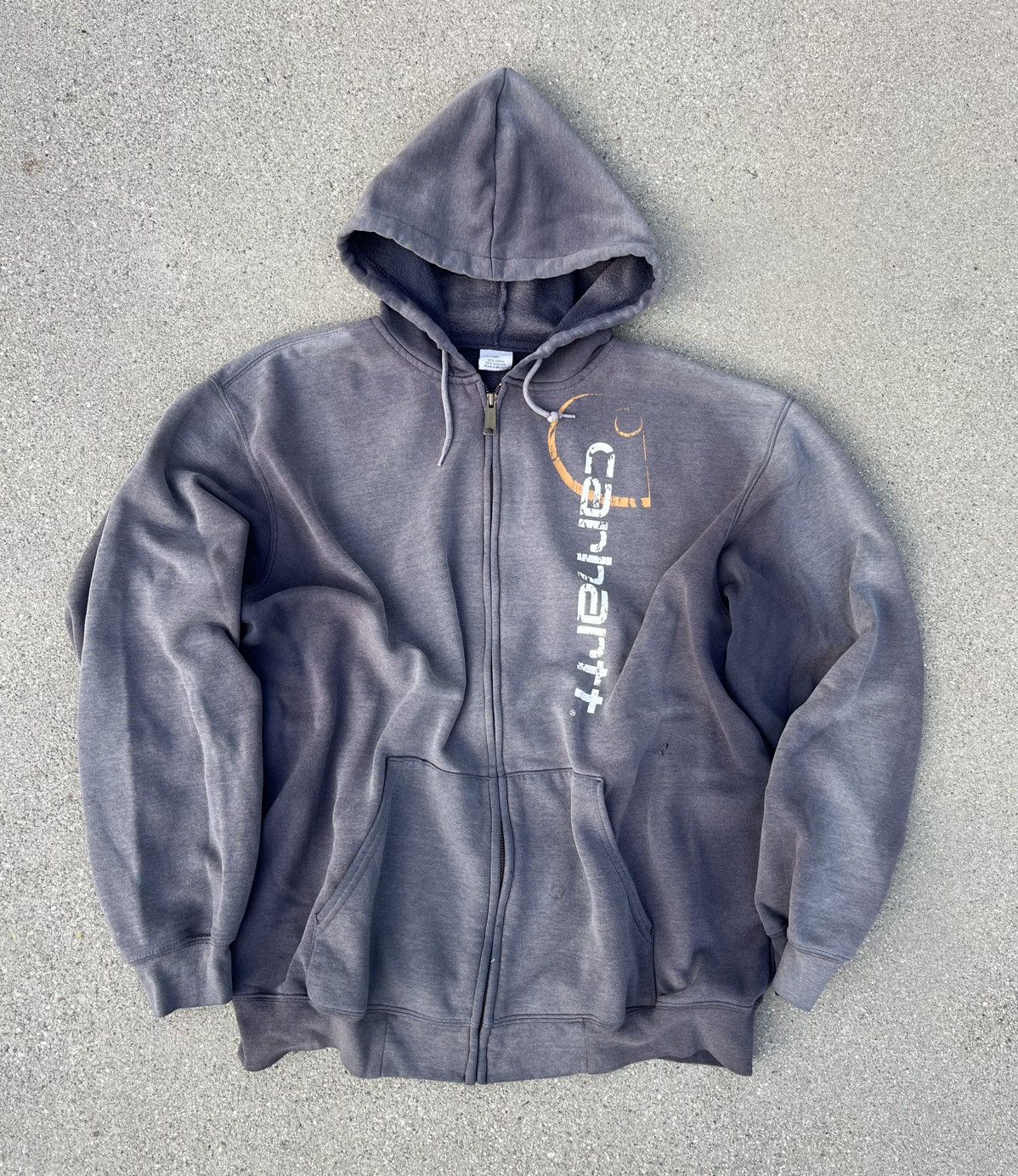 Carhartt Carhartt Hoodie Sun Fade Thrashed Distressed Spellout Zip Up Size US XL / EU 56 / 4 - 3 Thumbnail