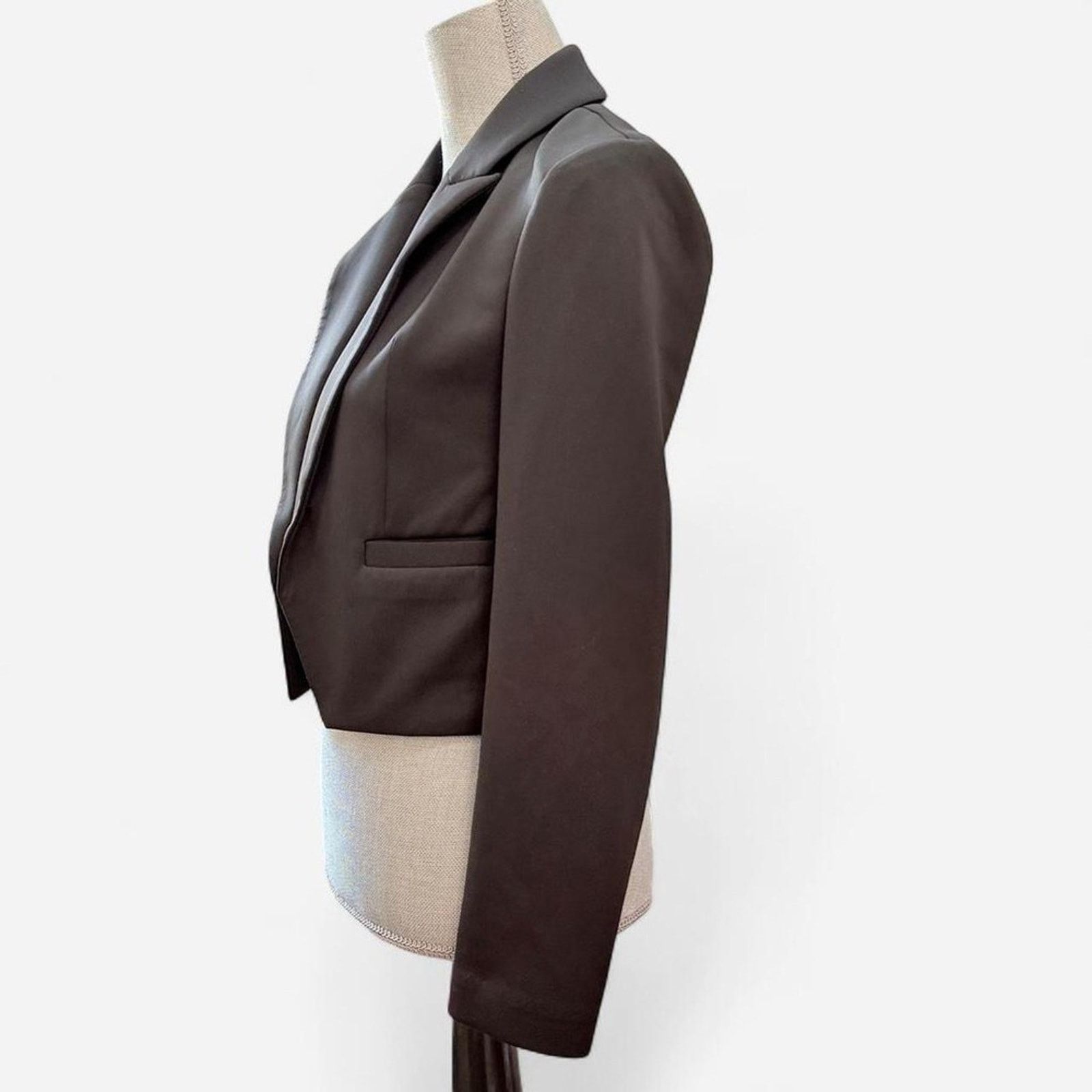 Express semi-cropped Fitted Suit Blazer Jacket open no button Size XS / US 0-2 / IT 36-38 - 3 Thumbnail