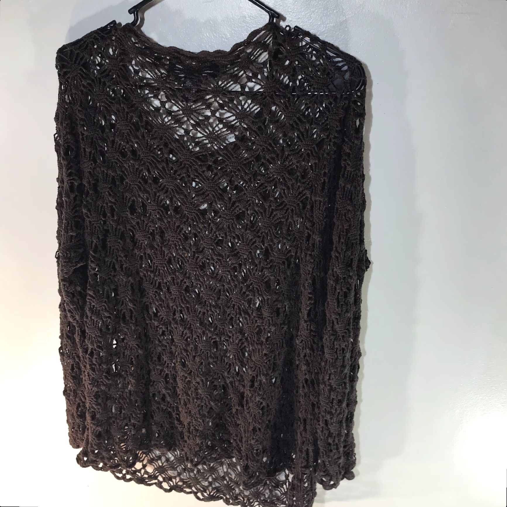 Vintage Parisian Signature Woman Sweater Pullover Knit Crochet Long Sleeve Brown 2X Women's Fall Winter Spring Casual Size XXL / US 16-18 / IT 52-54 - 3 Thumbnail
