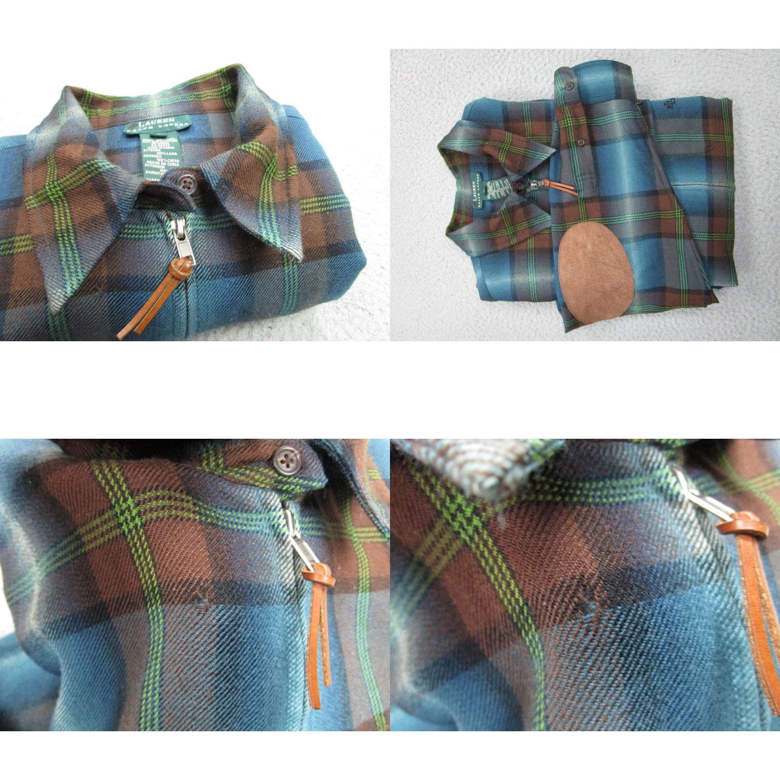 Ralph Lauren Ralph Lauren Jacket Mens L Blue Wool Plaid Flannel Elbow Patch Zip Shacket Size US L / EU 52-54 / 3 - 9 Thumbnail