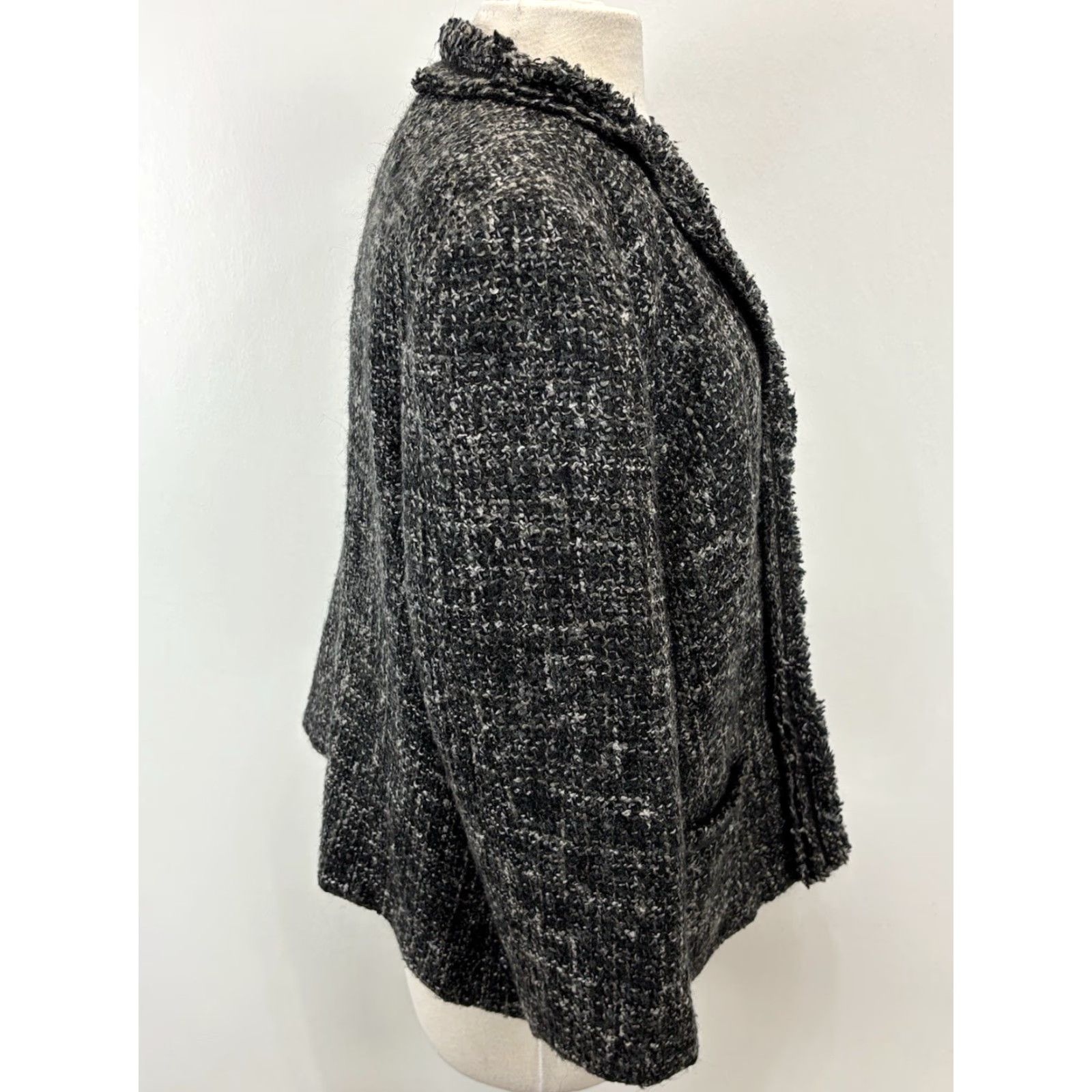 Talbots Talbots Tweed Blazer Jacket Sz 16W Plus Women’s Grey Black Open Fringe Trim Size XXL / US 16-18 / IT 52-54 - 4 Thumbnail