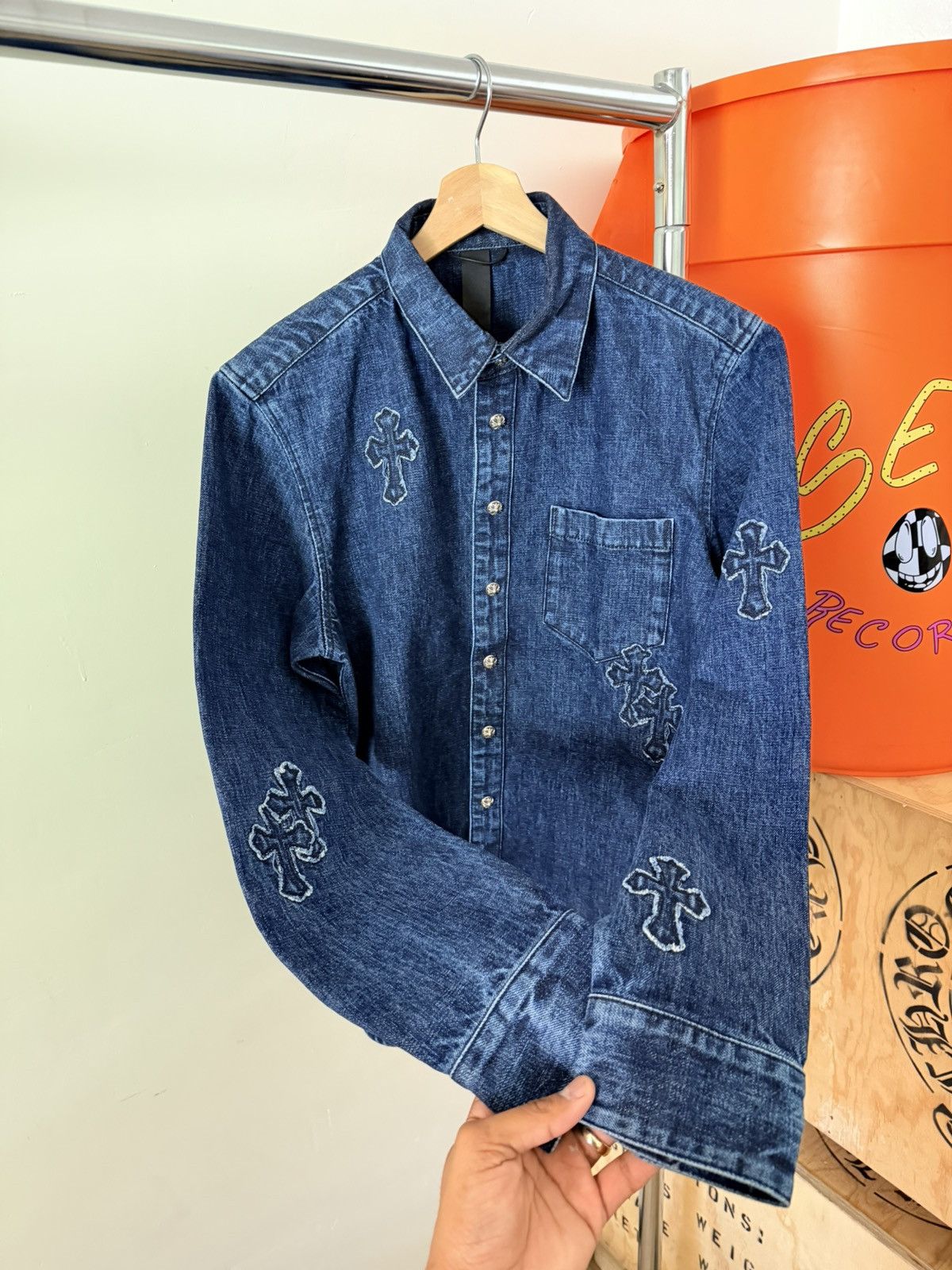 Chrome Hearts Chrome Heart Embroidered Denim Cross Patch Denim Button Up M Size US M / EU 48-50 / 2 - 2 Thumbnail