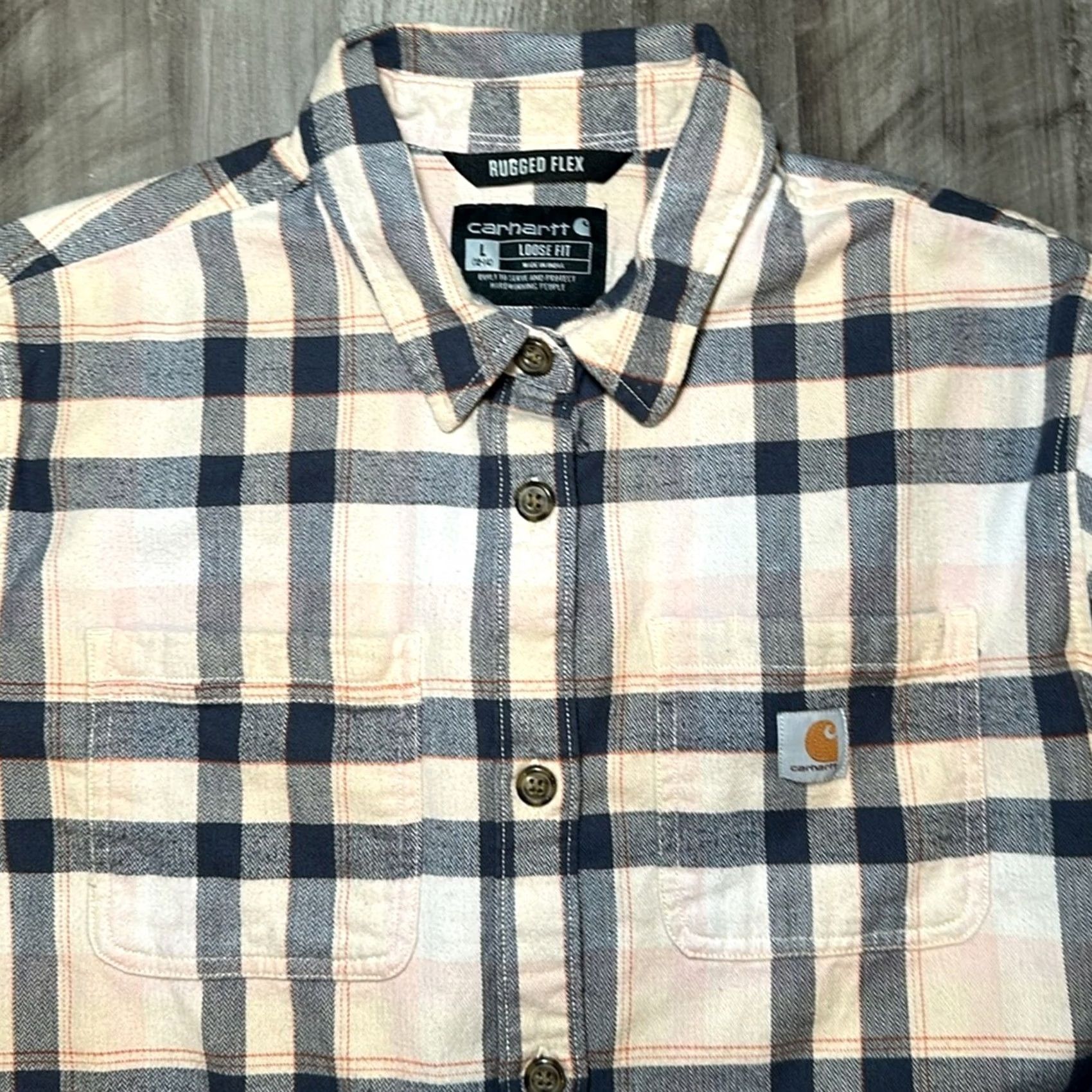 Carhartt Carhartt Button-Up Shirt Women Large Blue Plaid Long Sleeve Rugged Flex Loose Flannel Casual 90s Style Size L / US 10 / IT 46 - 4 Thumbnail
