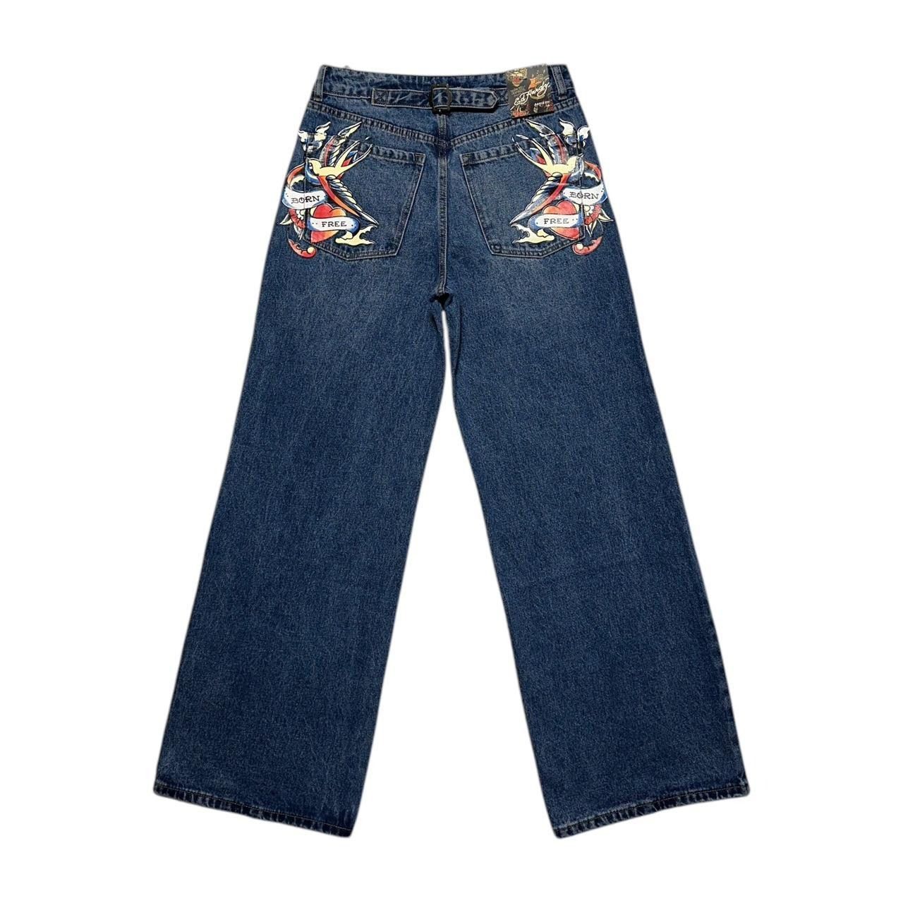 Ed Hardy × Vintage Ed Hardy Wide Leg Jeans Size 28" / US 6 / IT 42 - 1 Thumbnail