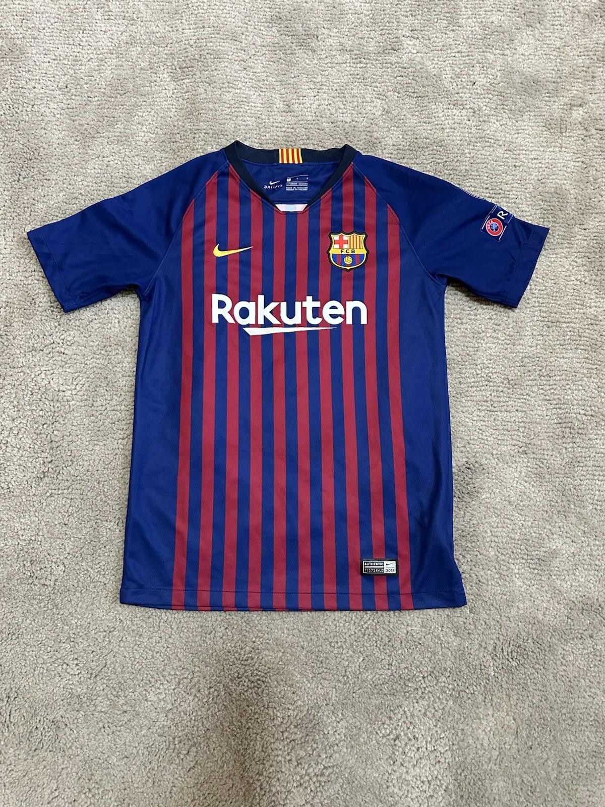 Nike #3 Pique Barcelona 2018/19 Home Football Shirt Soccer Jersey Size US XXS / EU 40 - 1 Thumbnail
