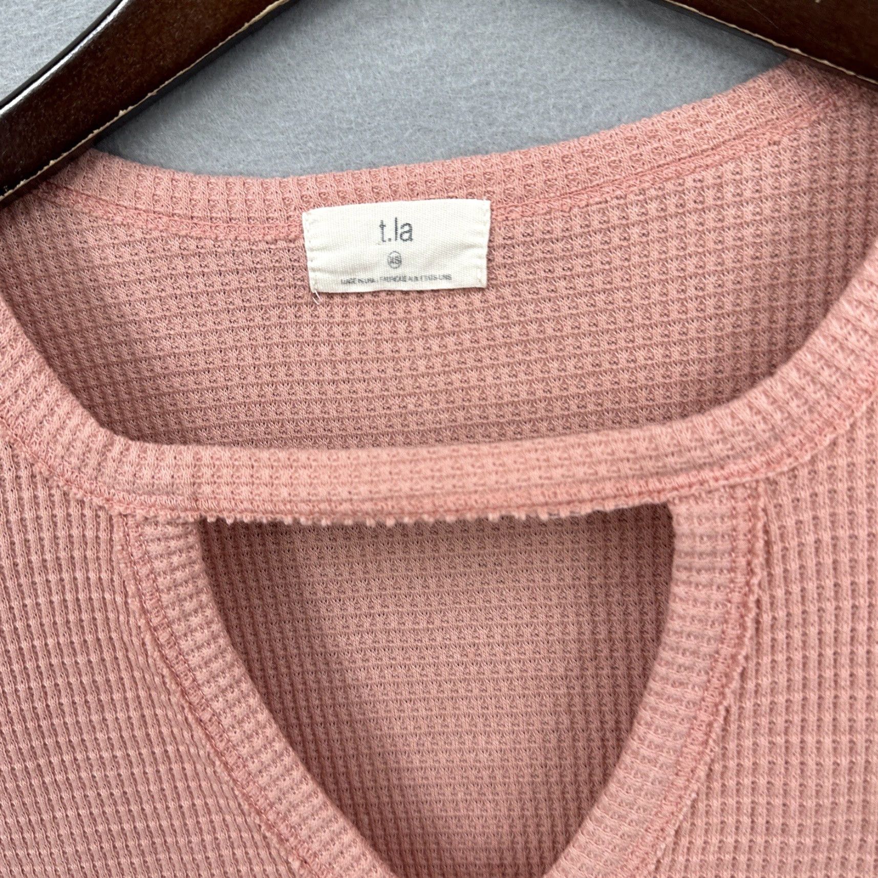 Anthropologie T.la Shirt Womens S Pink Thermal Knit Bohemian Casual Relaxed Cotton Blend Long Sleeve Vintage No Size S / US 4 / IT 40 - 4 Thumbnail