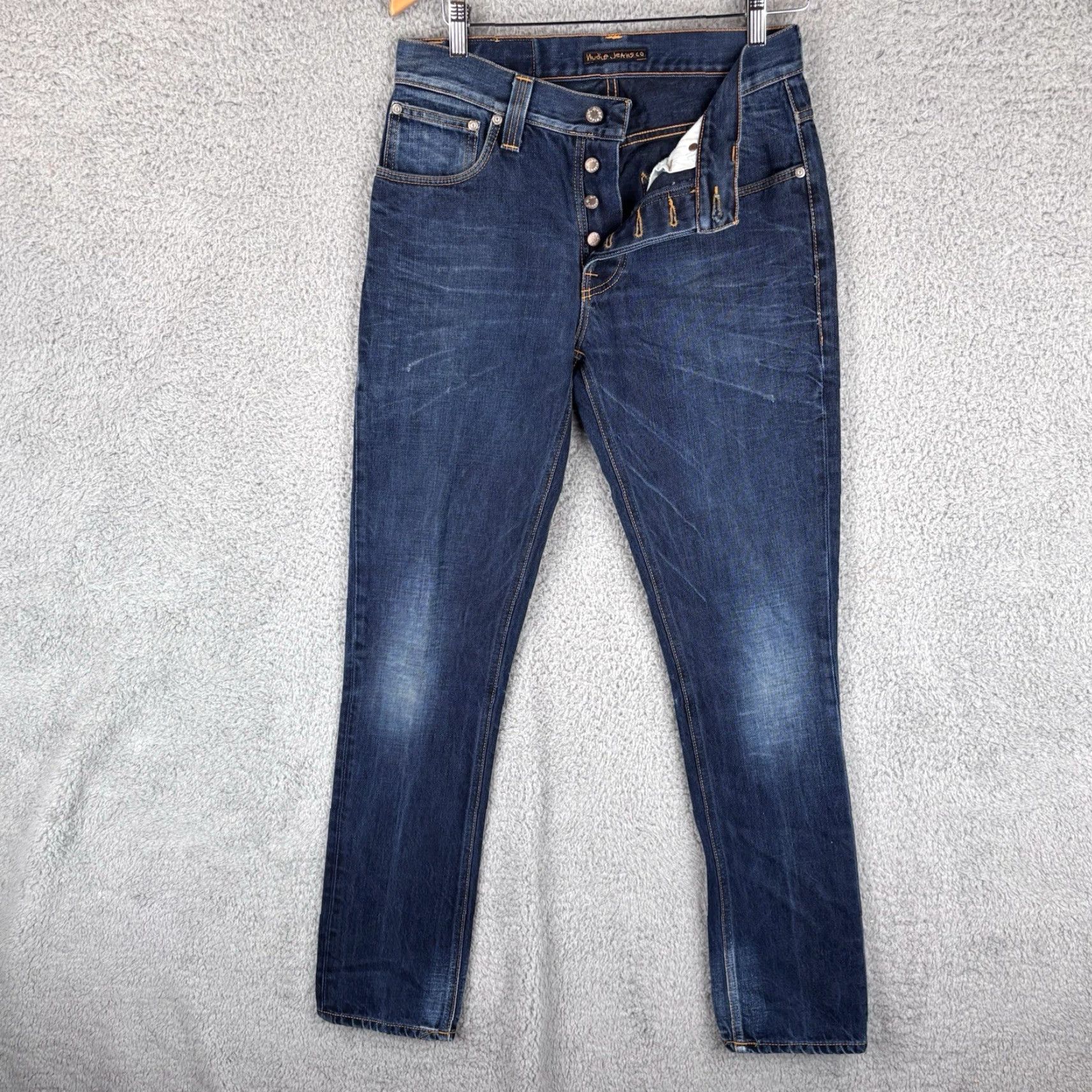 Nudie Jeans Nudie Jeans Grim Tim Jeans 30x32 Slim Straight Raw Denim Blue Button Fly Men Size US 30 / EU 46 - 2 Thumbnail