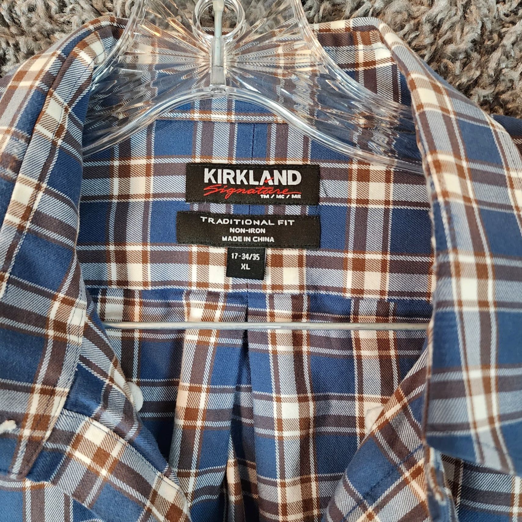Vintage KIRKLAND Mens Shirt Blue Plaid Long Sleeve Button-Up XL Adult Blue Plaid Button-Down Mens XL Size US XL / EU 56 / 4 - 4 Thumbnail