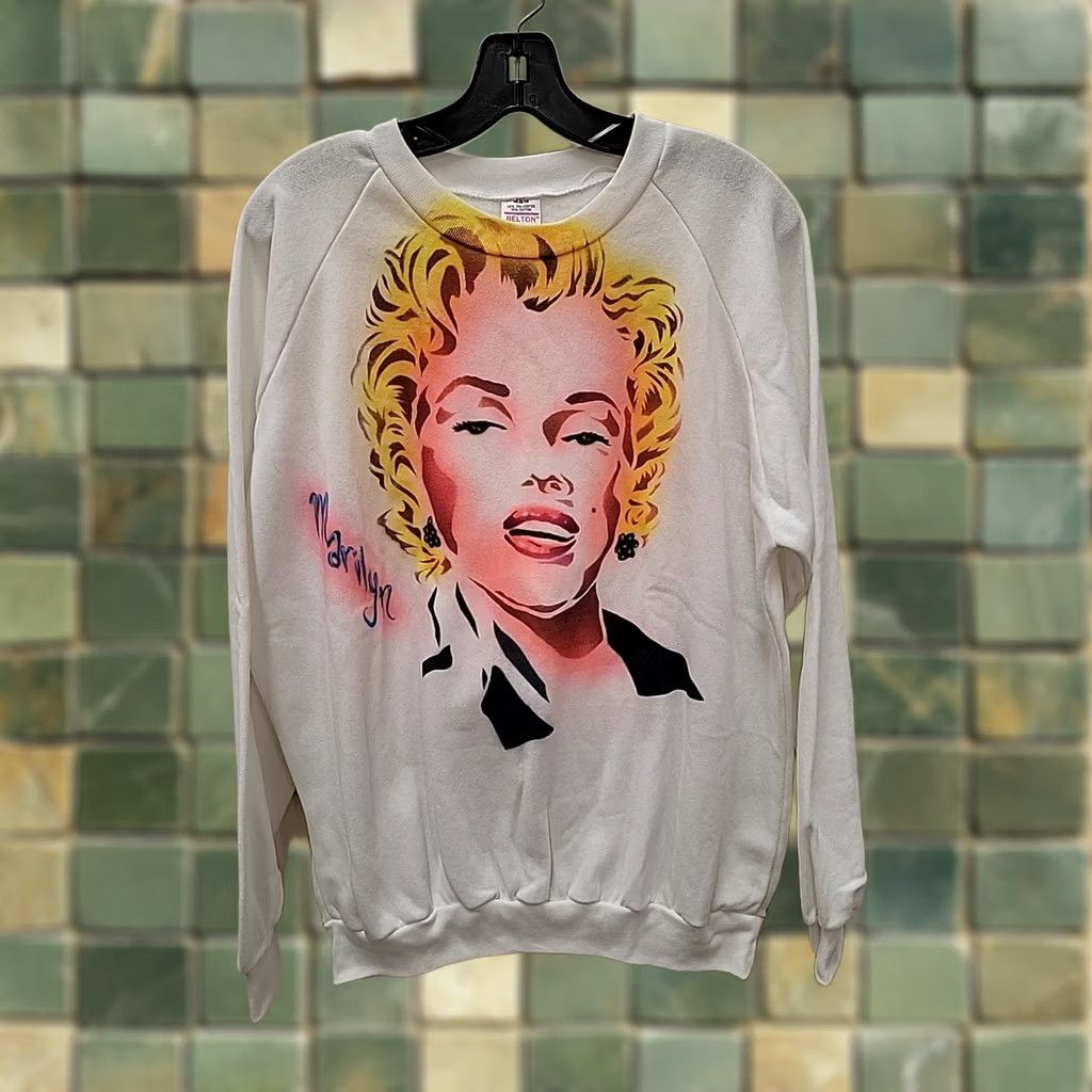 Vintage VINTAGE Belton Marilyn Monroe 80s Air Brush Sweatshirt Mens XL White Sweatshirt Size US XL / EU 56 / 4 - 1 Thumbnail