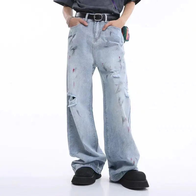 Designer × Japanese Brand Graffiti street Harajuku ripped jeans Size US 32 / EU 48 - 1 Thumbnail