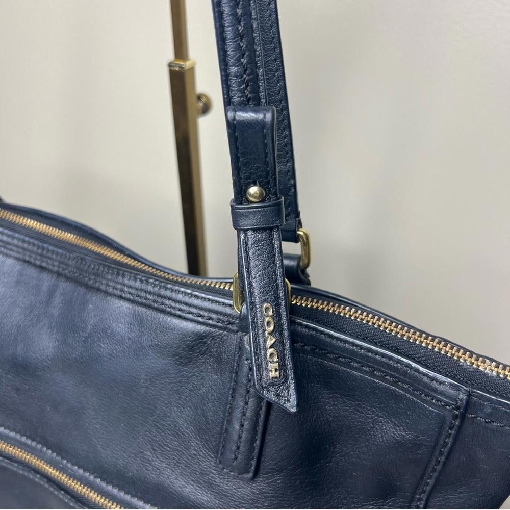Coach COACH Poppy Black Leather Shoulder Small Zipper Tote Size ONE SIZE - 9 Thumbnail