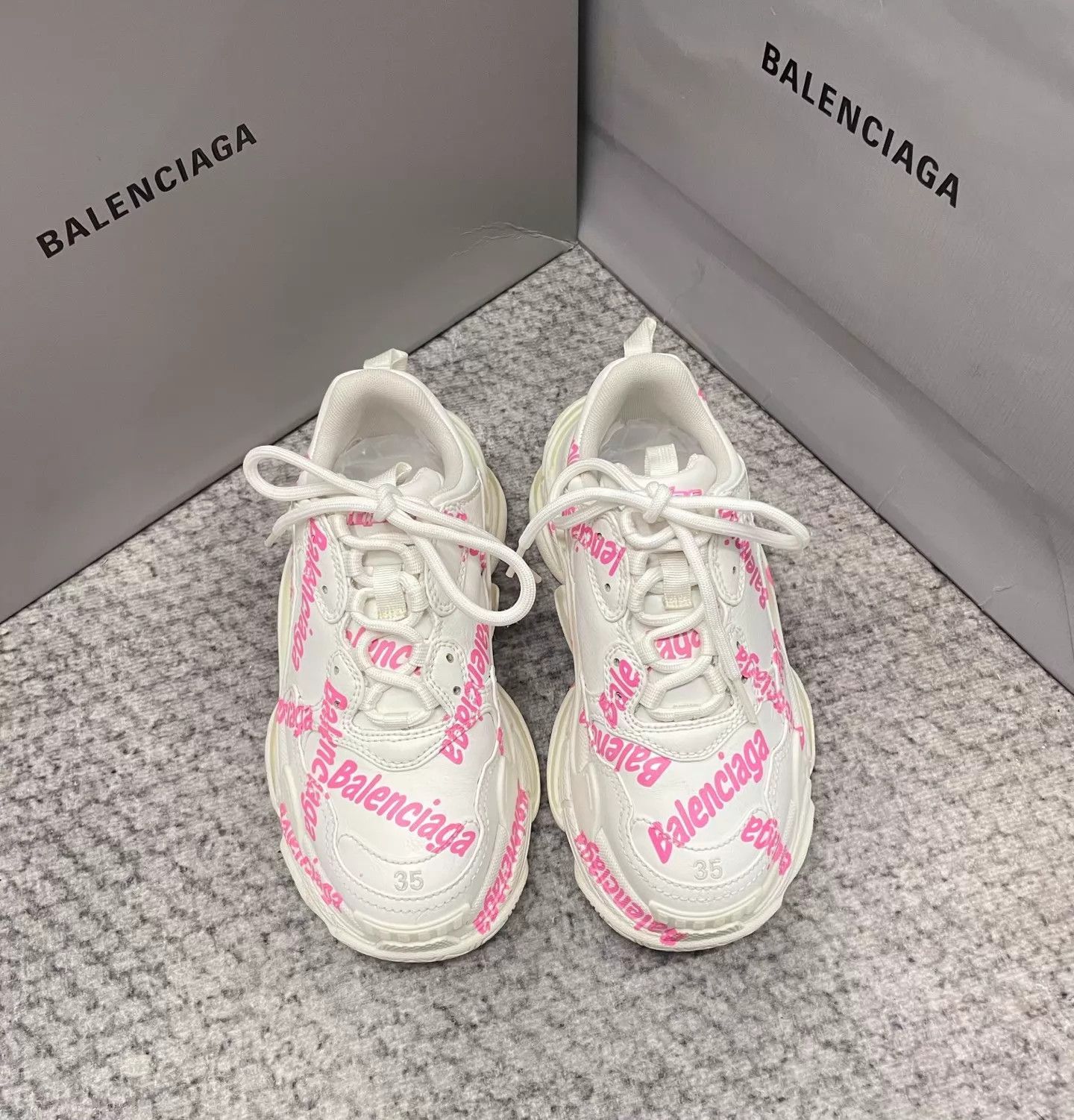 Balenciaga Balenciaga Womens Triple White-Pink 35- Sweet Cool Size US 4.5 / IT 34.5 - 1 Thumbnail