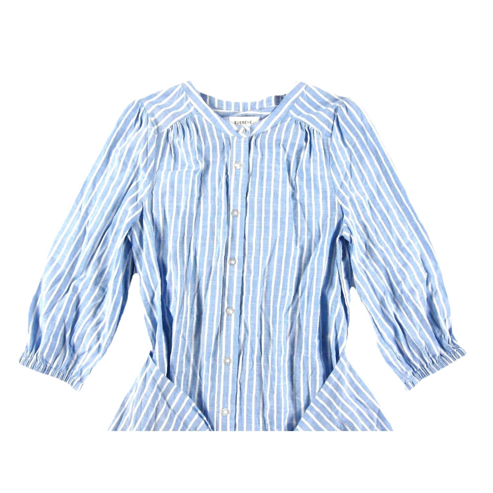 Vintage EVEREVE Blue White Stripe 3/4 Sleeve Button Down Apron Shirt Dress Woman Small Size S / US 4 / IT 40 - 4 Thumbnail