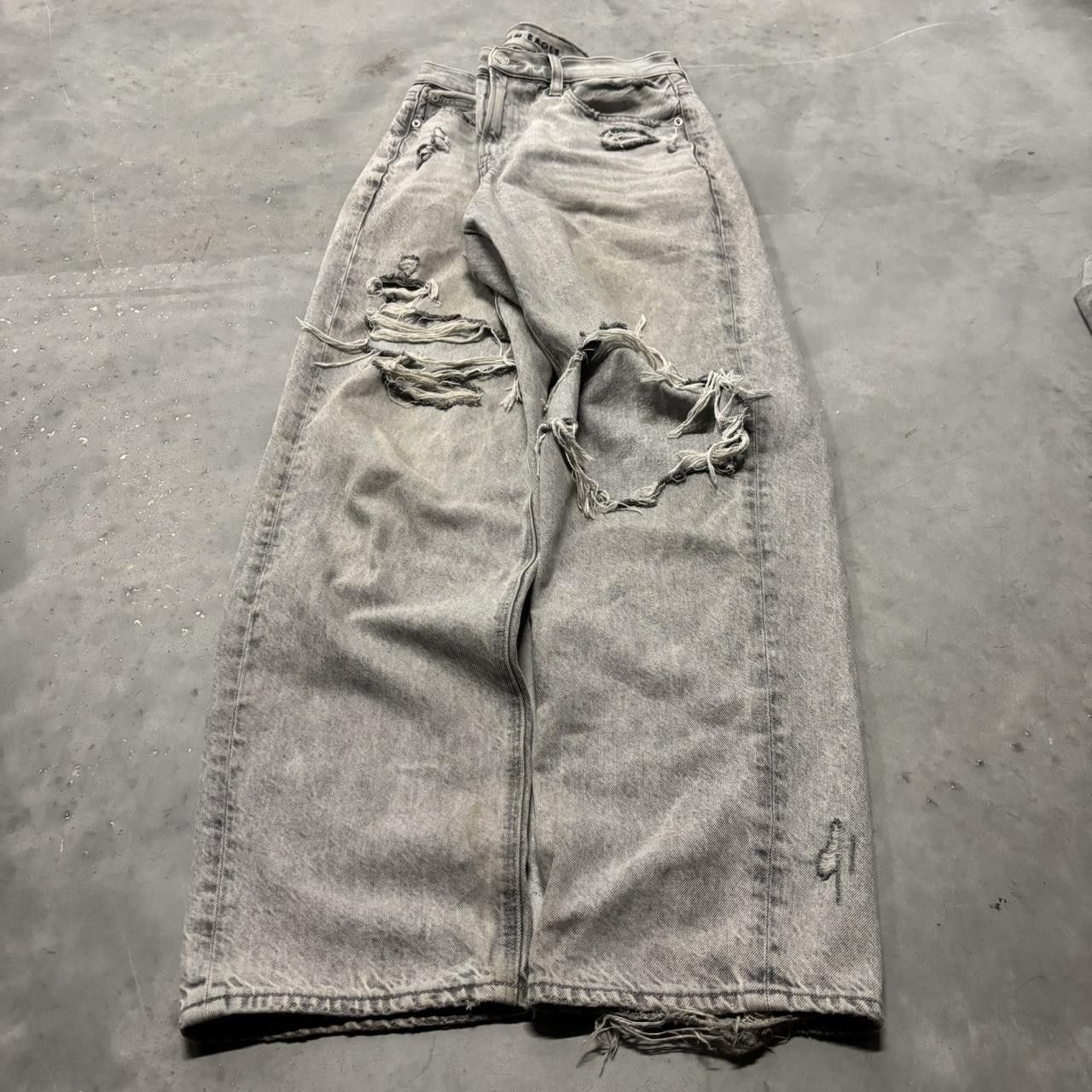 Japanese Brand × Vintage Crazy Vintage Y2K/2000s Grunge Faded Grey Streetwear Distressed Denim Jeans! Size US 30 / EU 46 - 3 Thumbnail