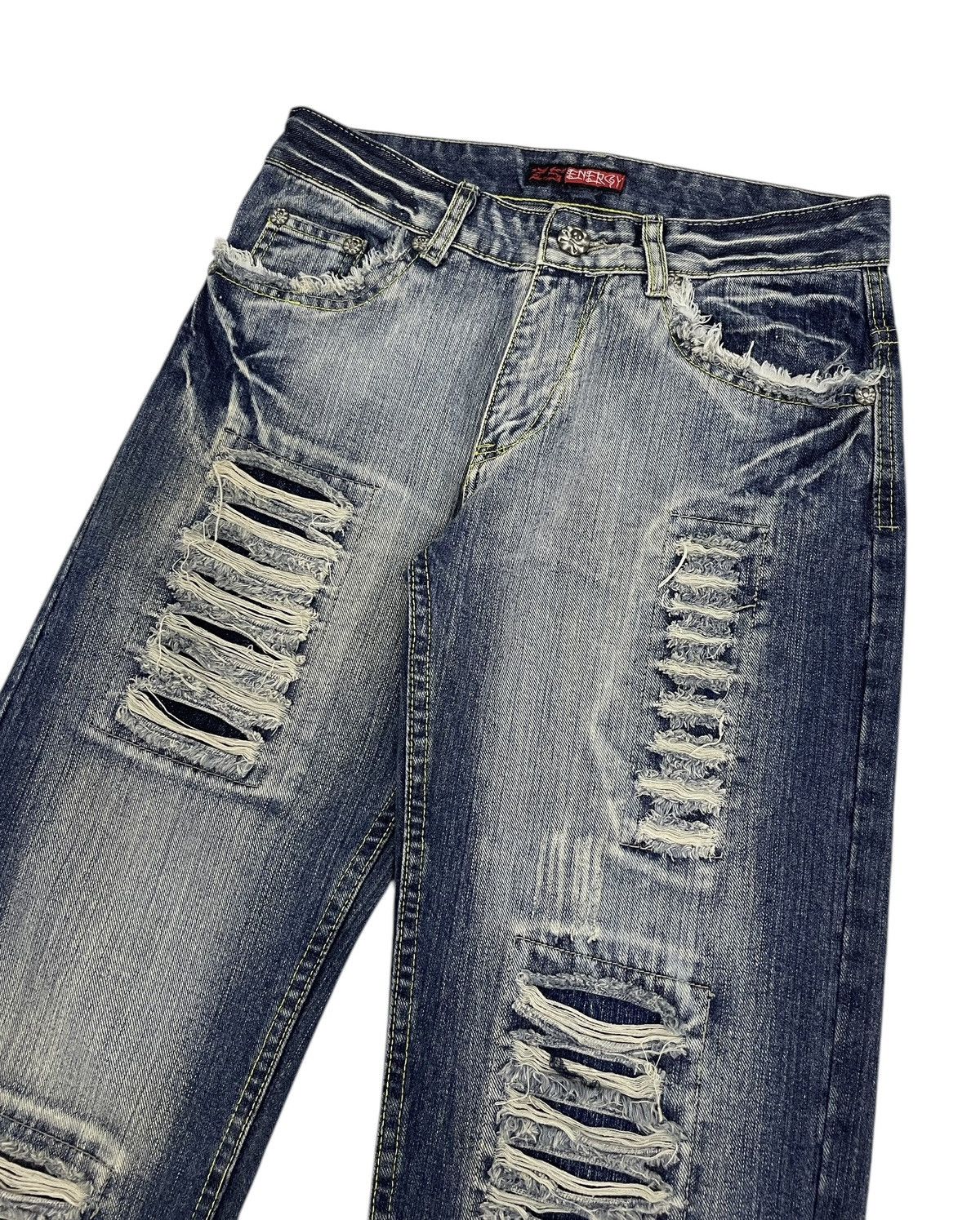 Hysteric Glamour × Japanese Brand × PPFM 25Energy Japan Skull Distressed Jeans Size US 29 - 2 Thumbnail