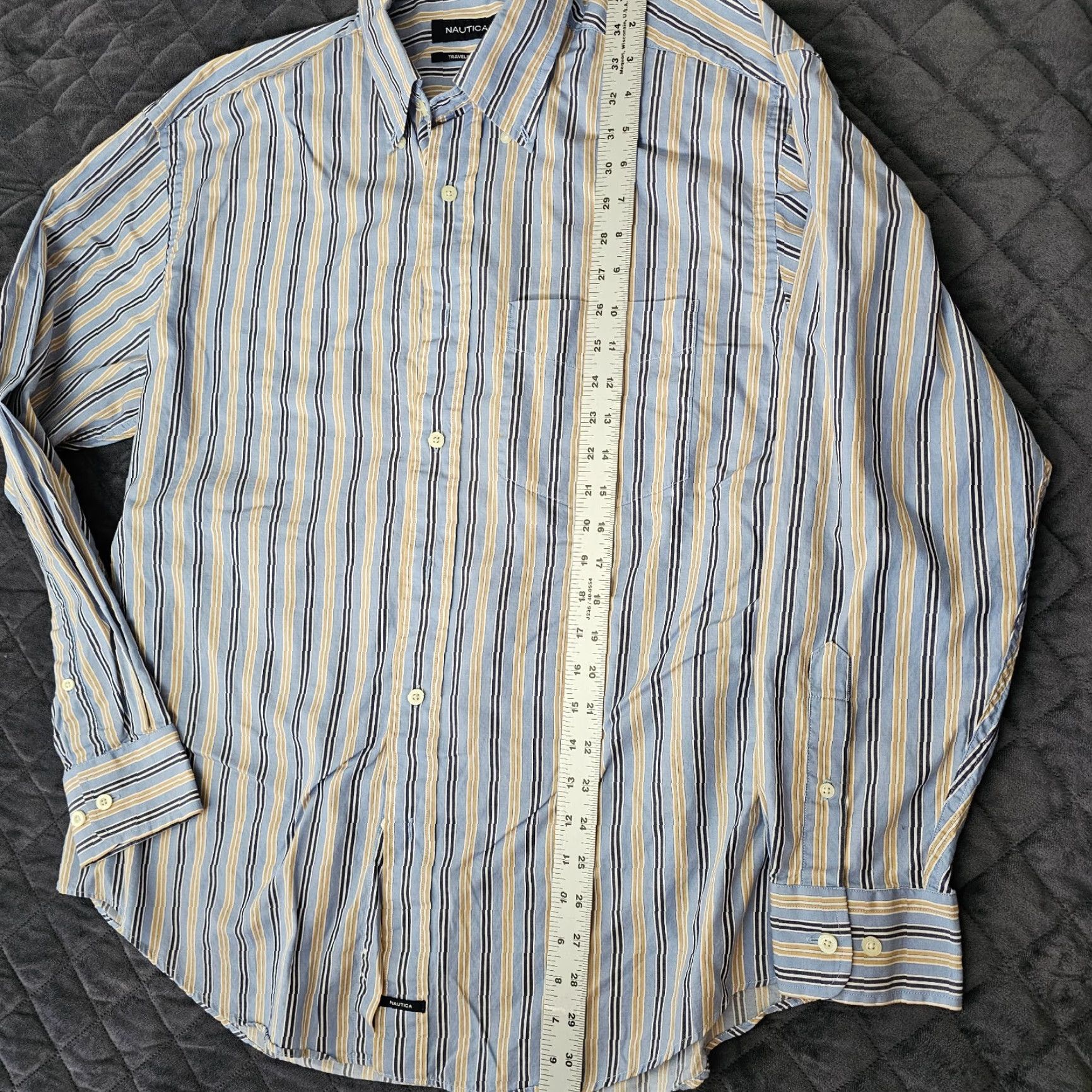 Nautica Nautica Shirt Men Large Blue Stripe Twill Cotton Button-Down Mens Size US L / EU 52-54 / 3 - 5 Thumbnail