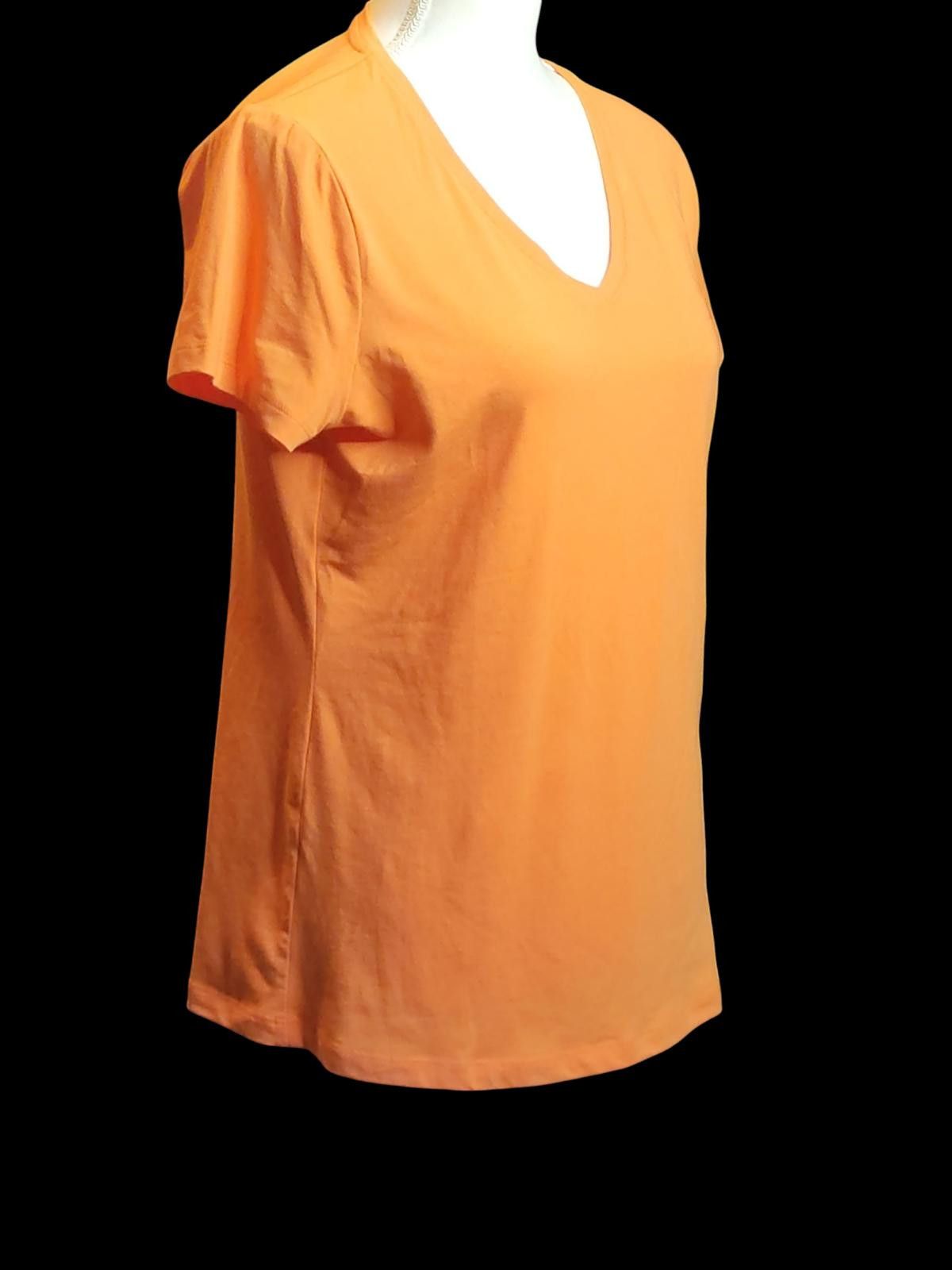 Nautica Nautica Women's Orange V-Neck T-Shirt Size M / US 6-8 / IT 42-44 - 2 Thumbnail