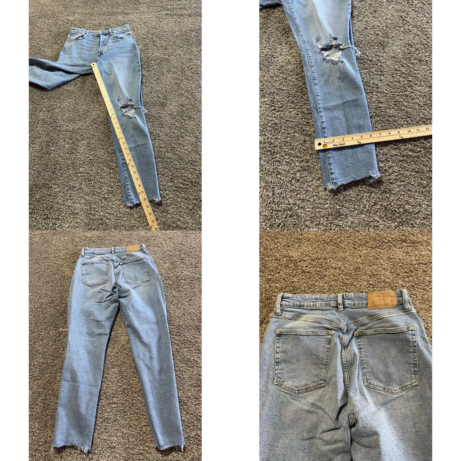 Denime &Denim Women's Jeans 8 Blue Distressed High Rise Ankle 28" Cotton Denim Flex Womens Distressed Jeans Size 30" / US 8 / IT 44 - 8 Thumbnail