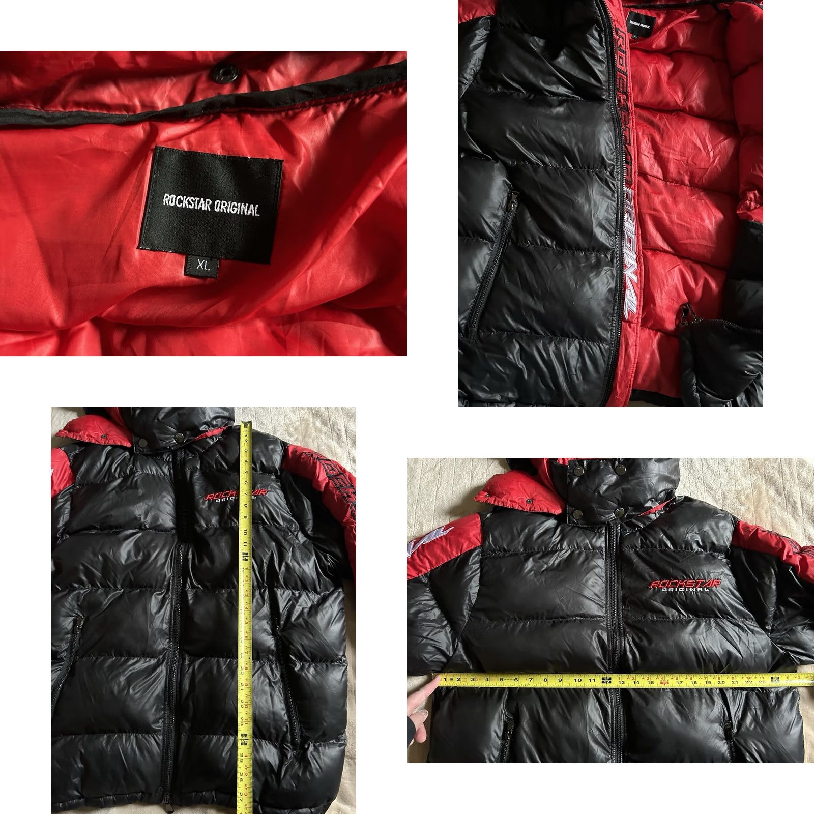 Vintage VINTAGE Rockstar Original Black Coat Puffer Jacket Removable Hood Dual Zip Men XL Black Polyester Zip Logo Puffer Jacket Mens XL Size US XL / EU 56 / 4 - 8 Thumbnail