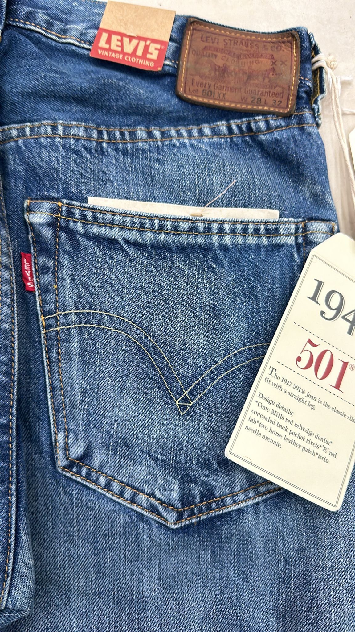 Levi's Vintage Clothing LVC Levi's Vintage Clothing 1947 501XX BigE Selvedge Jeans Size US 28 / EU 44 - 7 Thumbnail