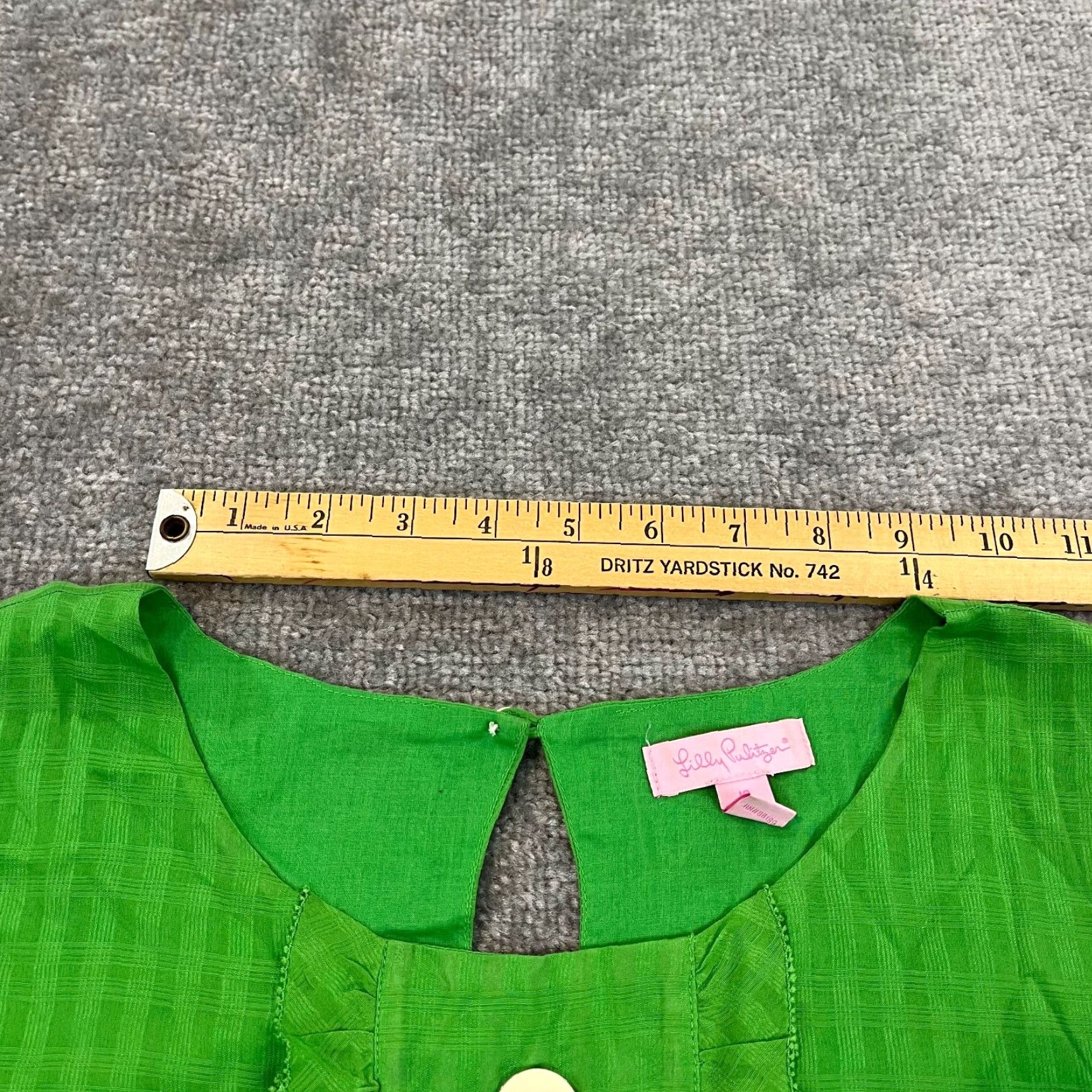 Lilly Pulitzer VINTAGE Lilly Pulitzer Silk Blouse Women's Size 12 Green Striped Ruffle Button Shirt Casual Size XL / US 12-14 / IT 48-50 - 6 Thumbnail