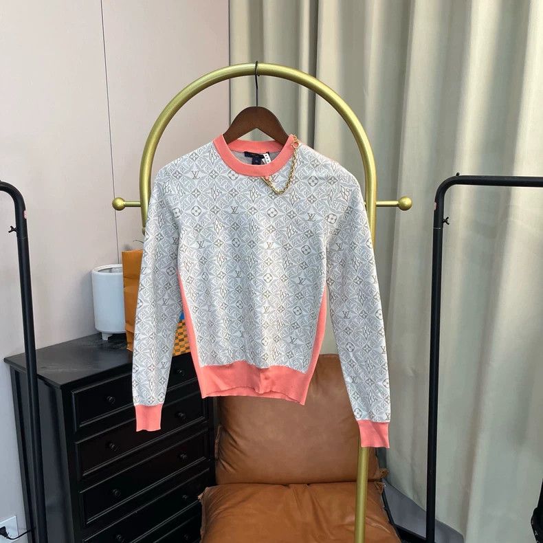 Louis Vuitton Grey full print print print knit sweater