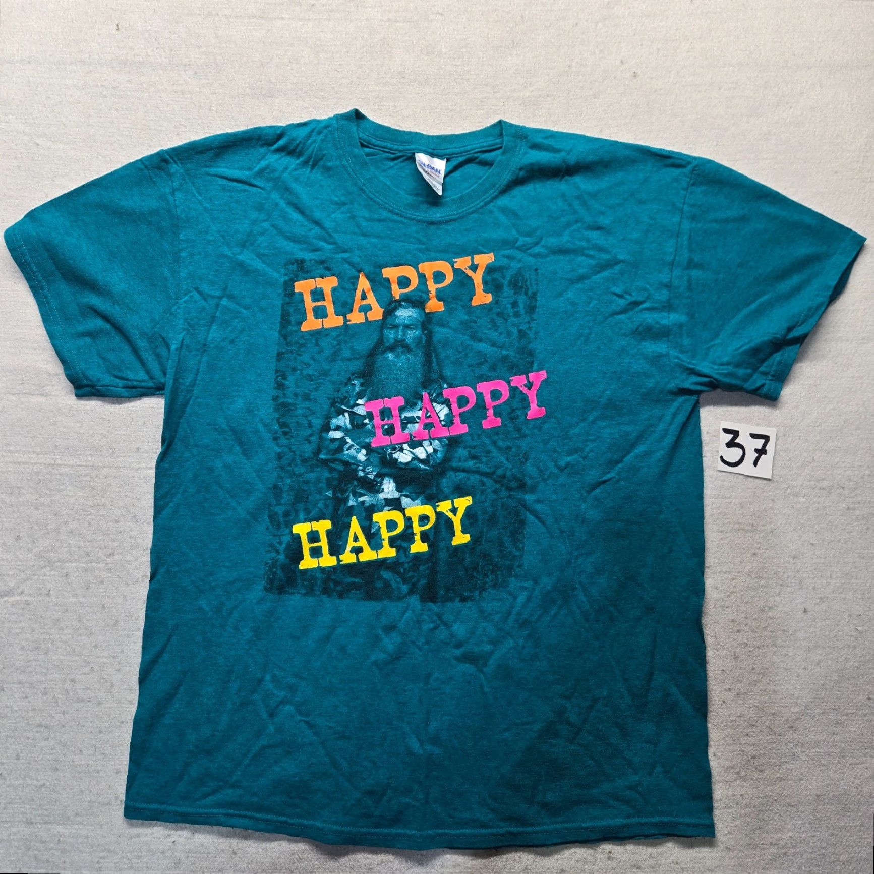 Gildan Duck Dynasty Blue T-Shirt Phil Robertson "Happy Happy Happy" Adult Men's L Large Size US L / EU 52-54 / 3 - 2 Thumbnail