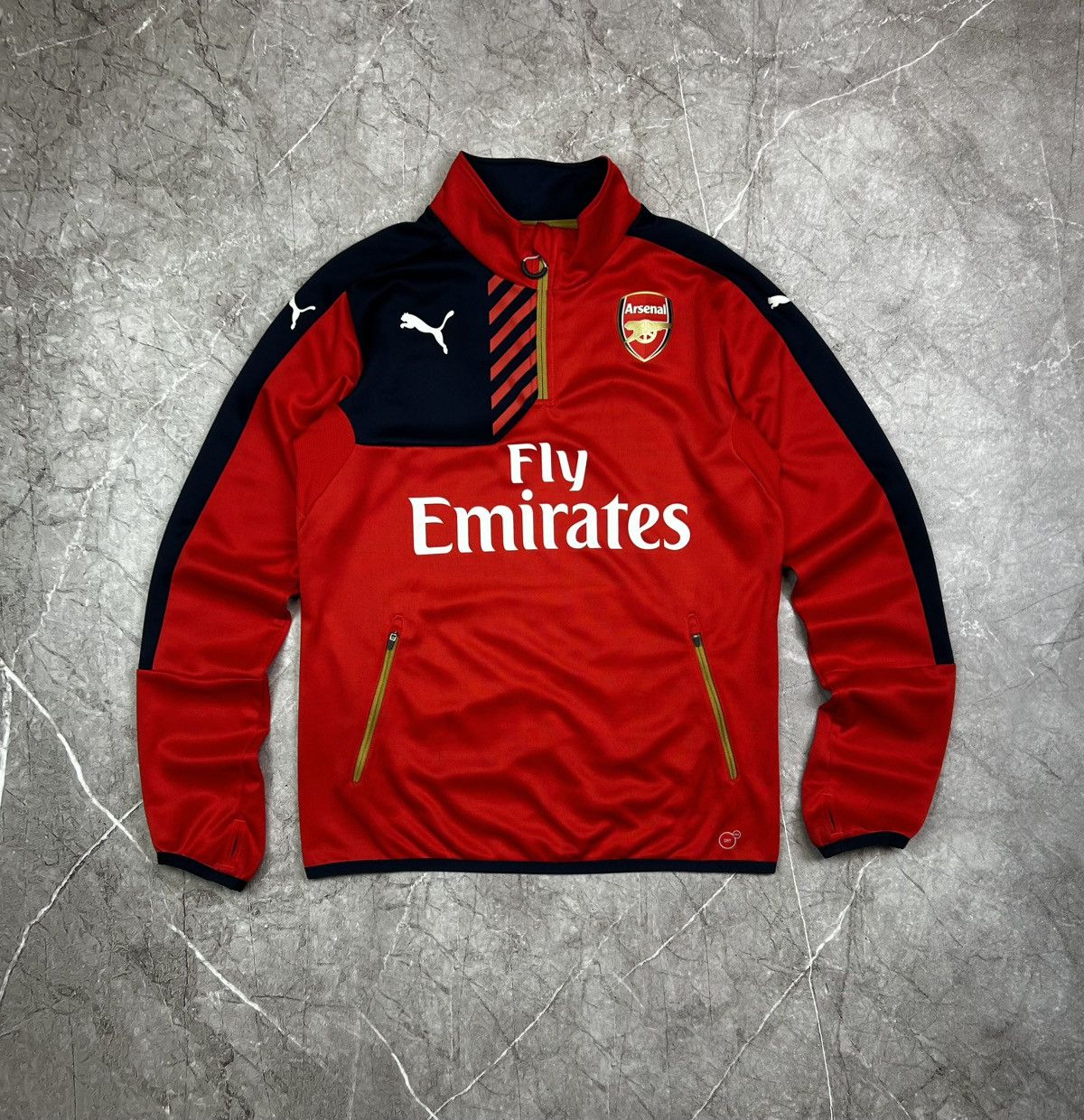 Puma Arsenal Long Sleeve 1/4 Zip Shirt Soccer Jersey Size US M / EU 48-50 / 2 - 2 Thumbnail