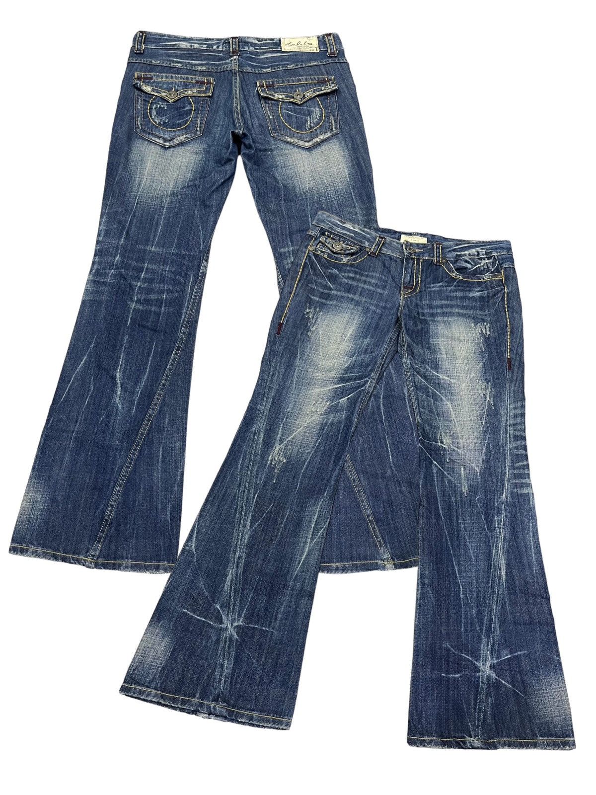 Designer 🔥 LOLITA YOSHITOMO NARA Exotic Vtg Denim Clawmark FLARE💥 Size US 35 - 2 Thumbnail