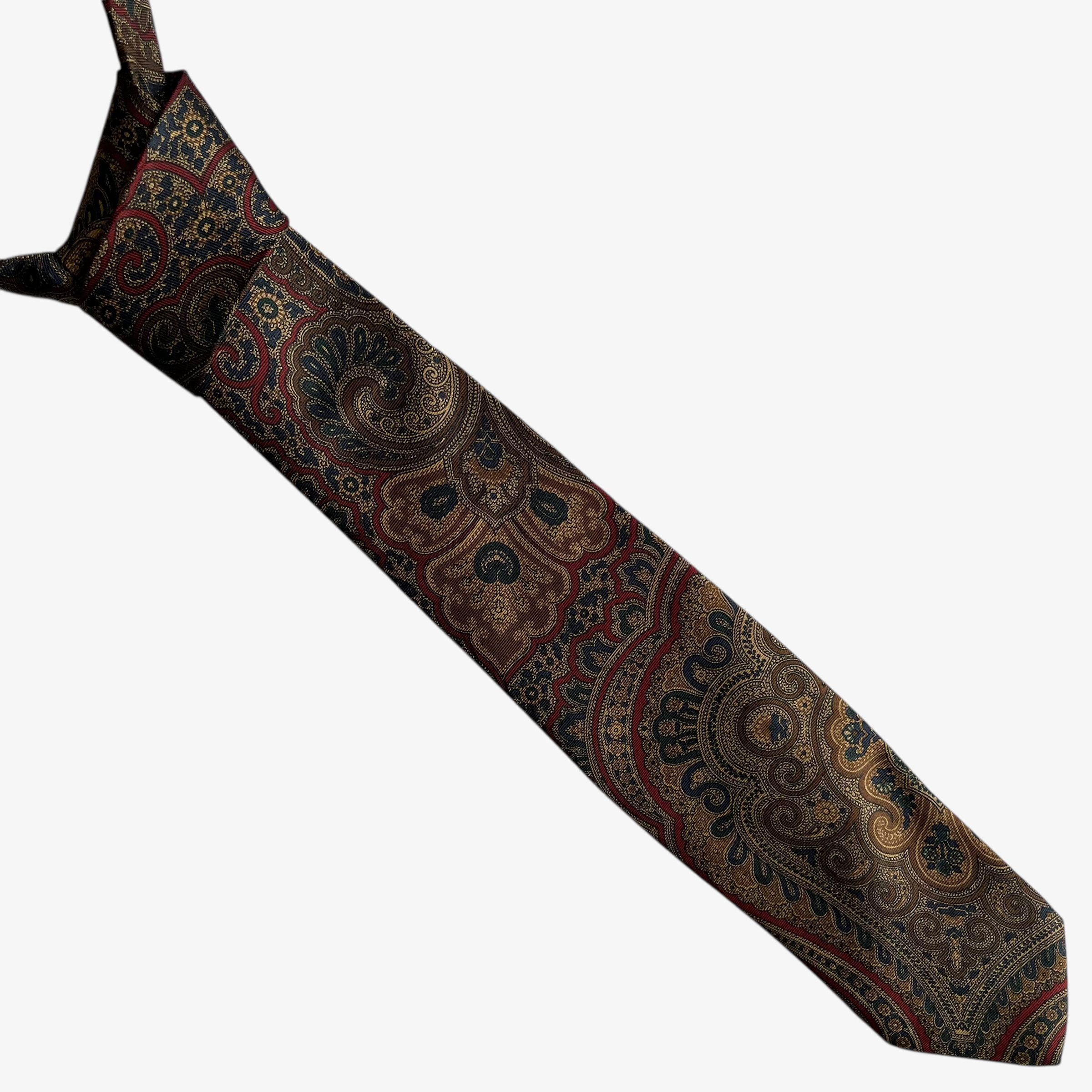 Liberty Vintage Y2K Liberty Abstract Paisley Print Burgundy Silk Tie Size ONE SIZE - 1 Thumbnail