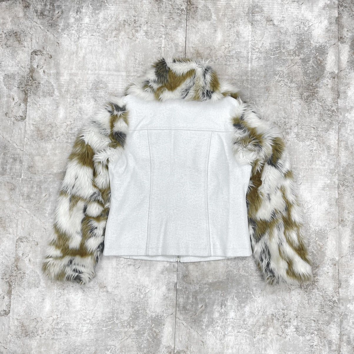 Japanese Brand Y2K WHITE PAINTED LEATHER + FAUX FUR JACKET ARCHIVE Size US XS / EU 42 / 0 - 6 Thumbnail