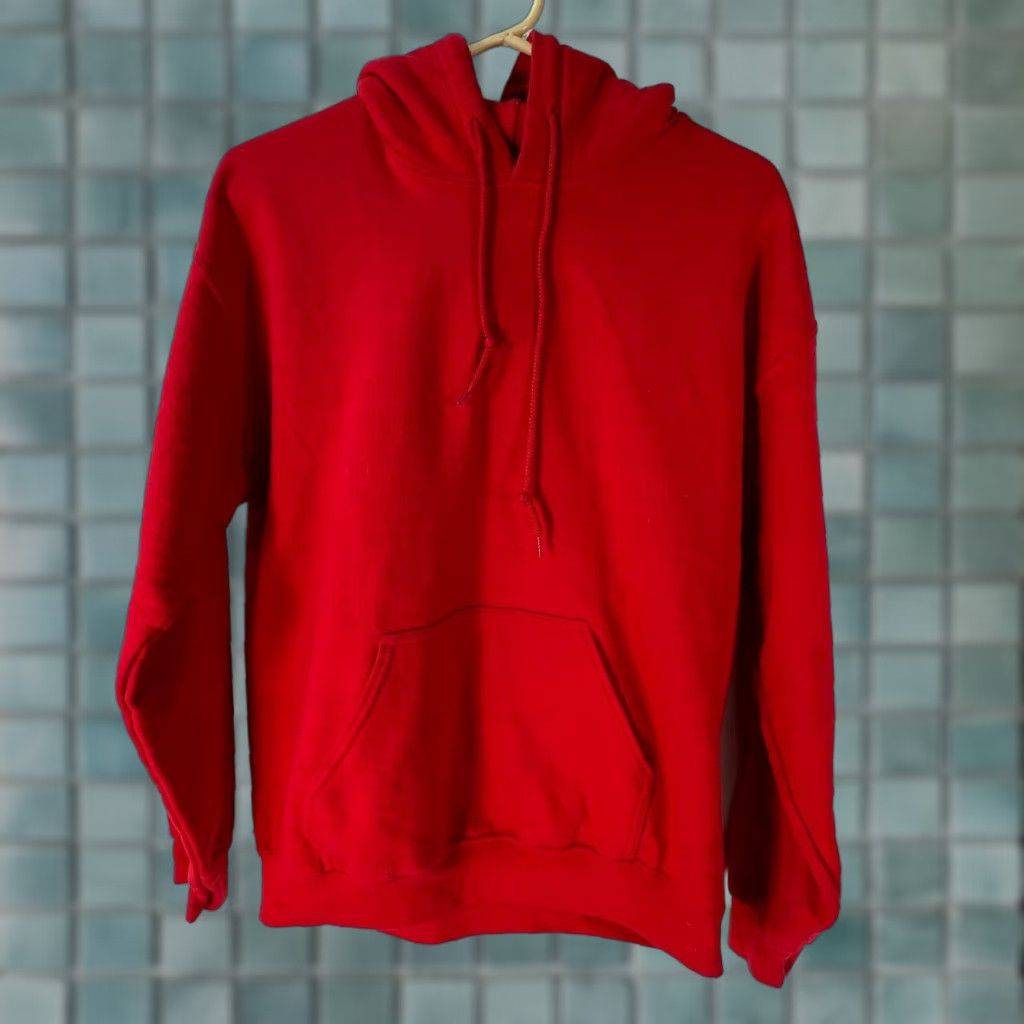 Gildan Gildan Hoodie Mens Long Sleeve Pullover Red Size M Casual Solid 50% Cotton 50% Polyester Team Basic Classic Size US M / EU 48-50 / 2 - 1 Thumbnail