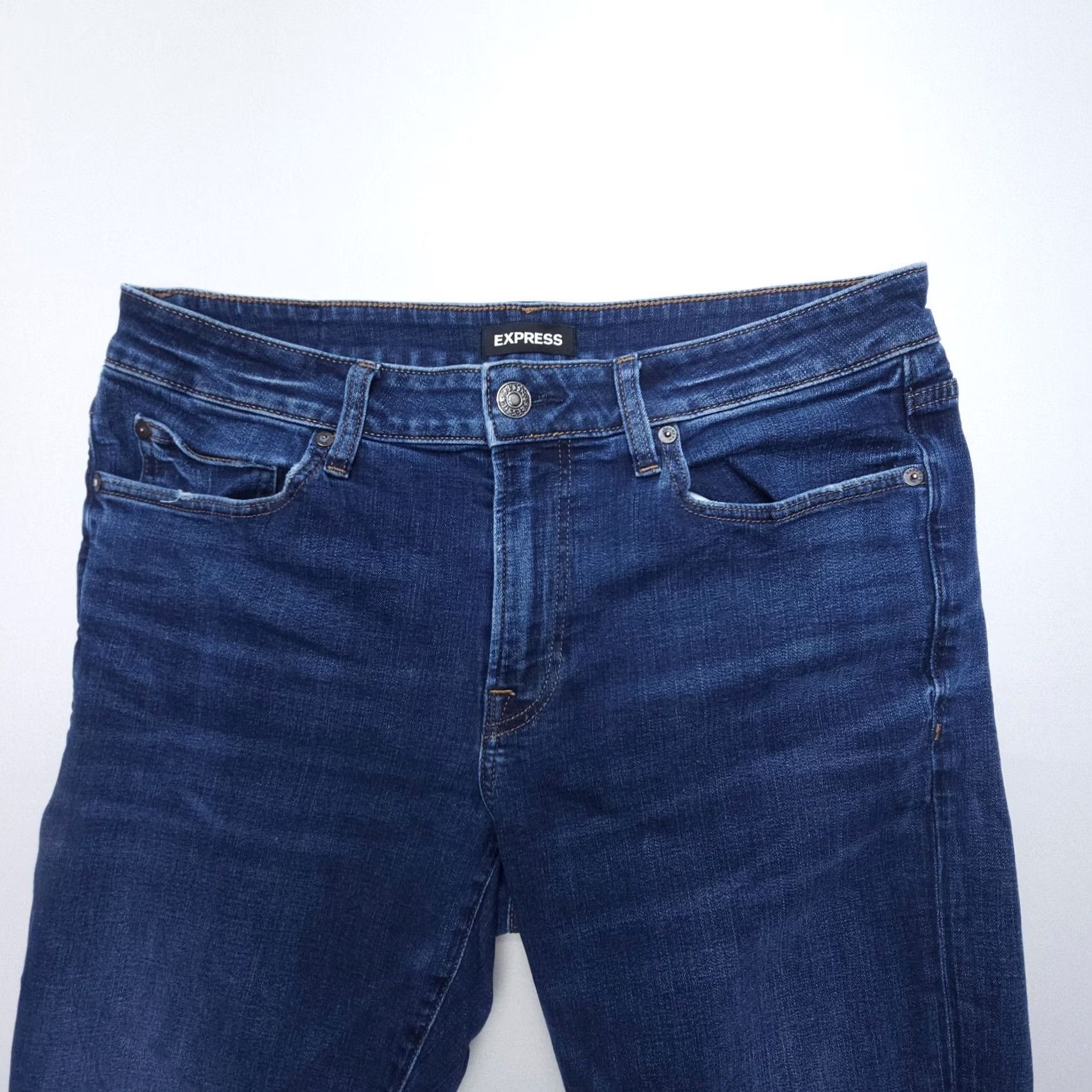 Express Express Jeans Mens Slim Straight 32 x 34 Dark Wash Denim Blue 5-Pocket Stretch Becomes 32x34 jeans Mens Regular Slim Straight Express Brand Size US 32 / EU 48 - 4 Thumbnail