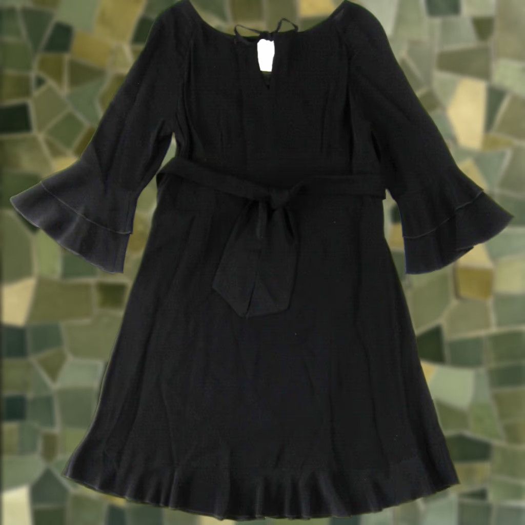 Vintage Antoine & Lili Rayon Classic Black 3/4 Ruffle Sleeve Tunic Shift Tie Dress Woman 2 Size XS / US 0-2 / IT 36-38 - 1 Thumbnail