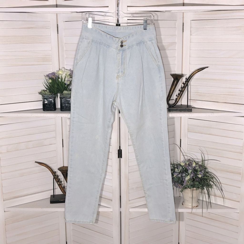 Vintage Vtge Y2K 90s retro high rise wide legs light blue jeans sz M Size 30" / US 8 / IT 44 - 1 Thumbnail