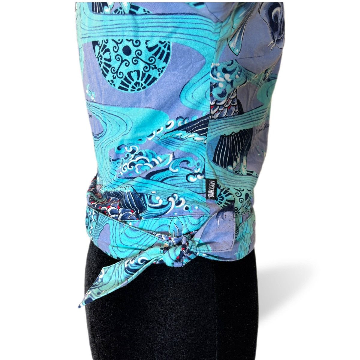 Moschino × Vintage Vintage Moschino Blue Koi Fish Kimono Wrap Top Size S / US 4 / IT 40 - 3 Thumbnail