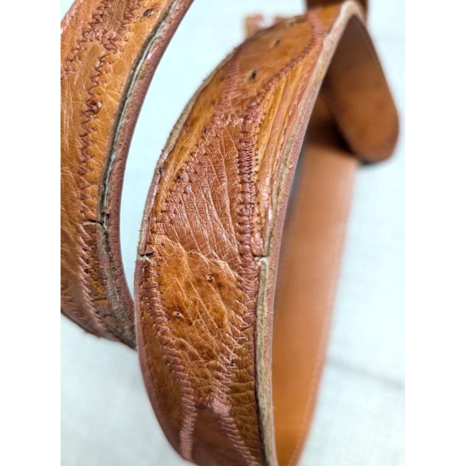 Vintage VINTAGE Nocona belt Western Belt Ostrich Genuine 1-3/8" Ostrich Skin 43/44 Brown Mens Size 44 - 5 Thumbnail
