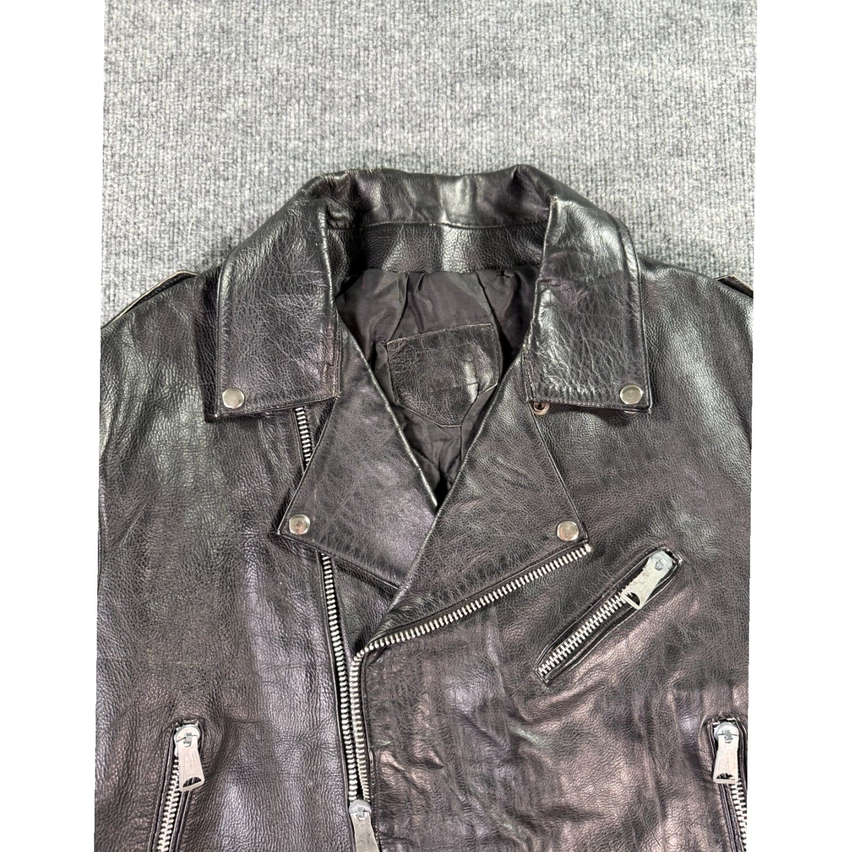 Vintage VINTAGE Harley Davidson Genuine Leather Jacket Mens Medium Black 1960 Zip Belted Jacket Size US M / EU 48-50 / 2 - 3 Thumbnail