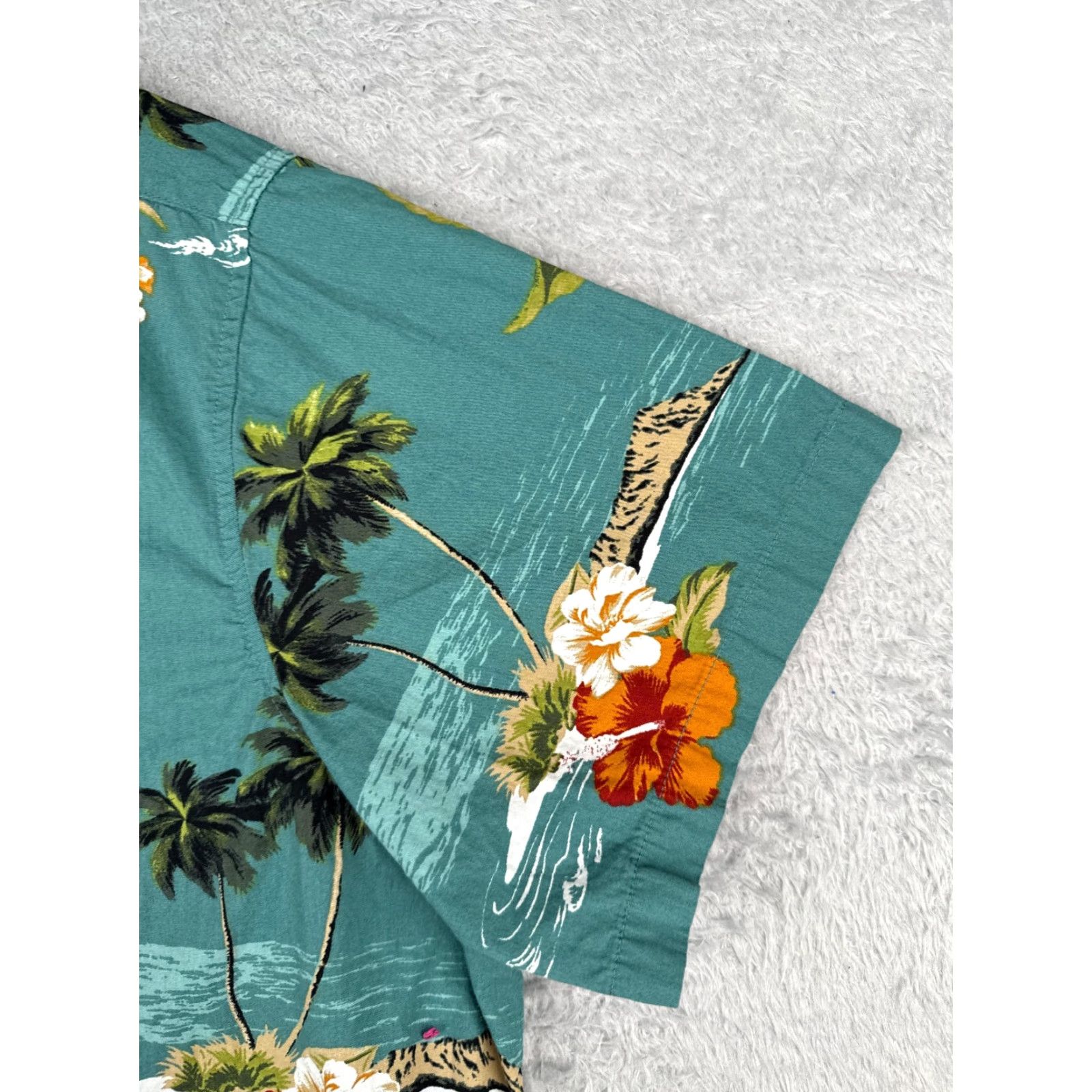 Vintage 28 Palms Shirt Men 2XL Blue Hibiscus Floral Palm Hawaiian Button Up Cotton Size US XXL / EU 58 / 5 - 2 Thumbnail