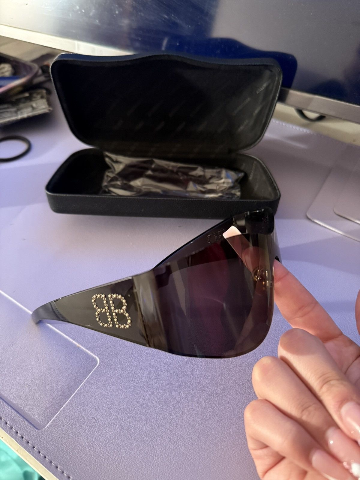 Balenciaga Balenciaga bb gem shield glasses Size ONE SIZE - 7 Thumbnail