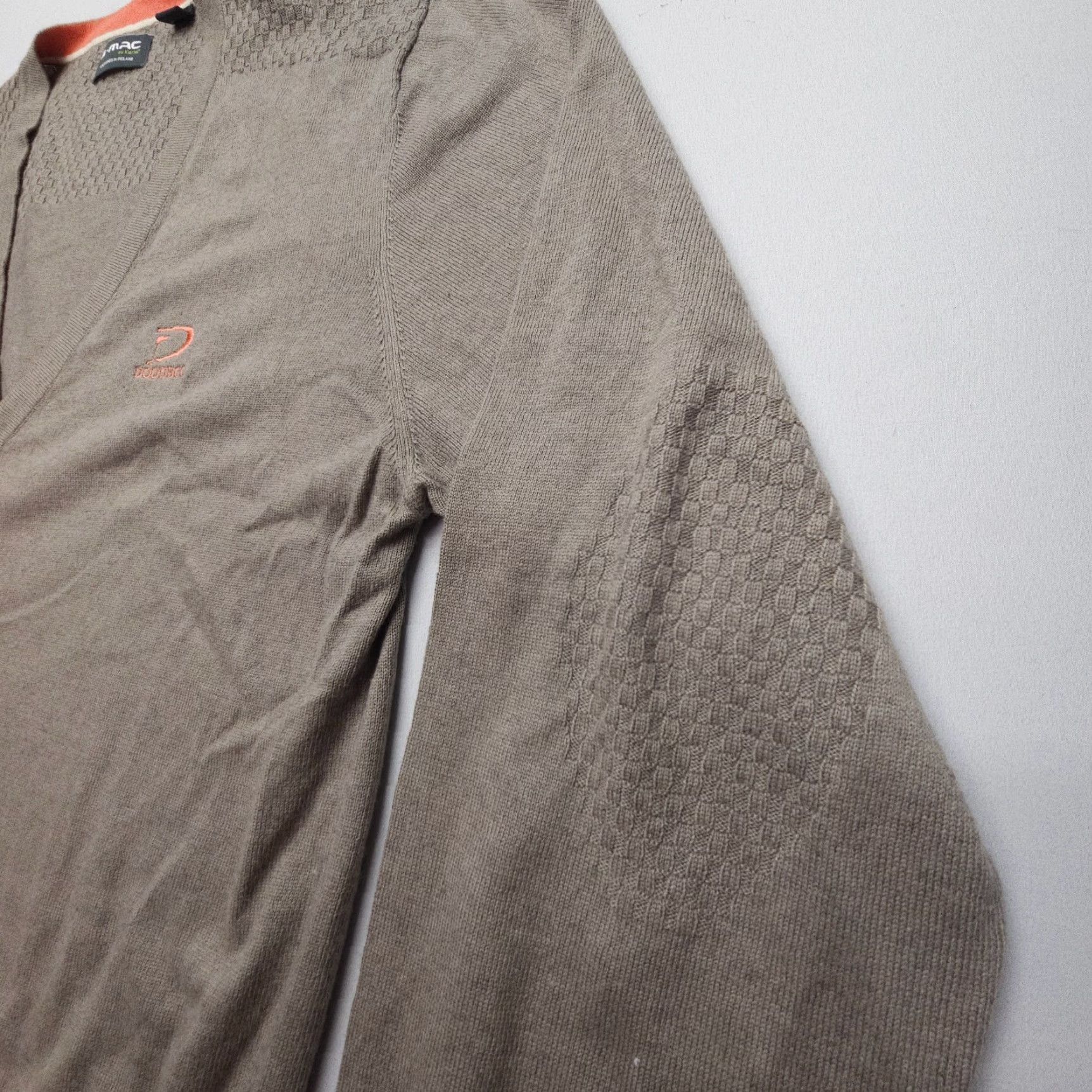 Vintage G-Mac by Kartel Golf Cardigan Sweater Mens 2XL Cotton Cashmere Beige V-Neck Knitted Knit Long Sleeve Casual Dad Classic Pattern Solid Cardigan Size US XXL / EU 58 / 5 - 3 Thumbnail