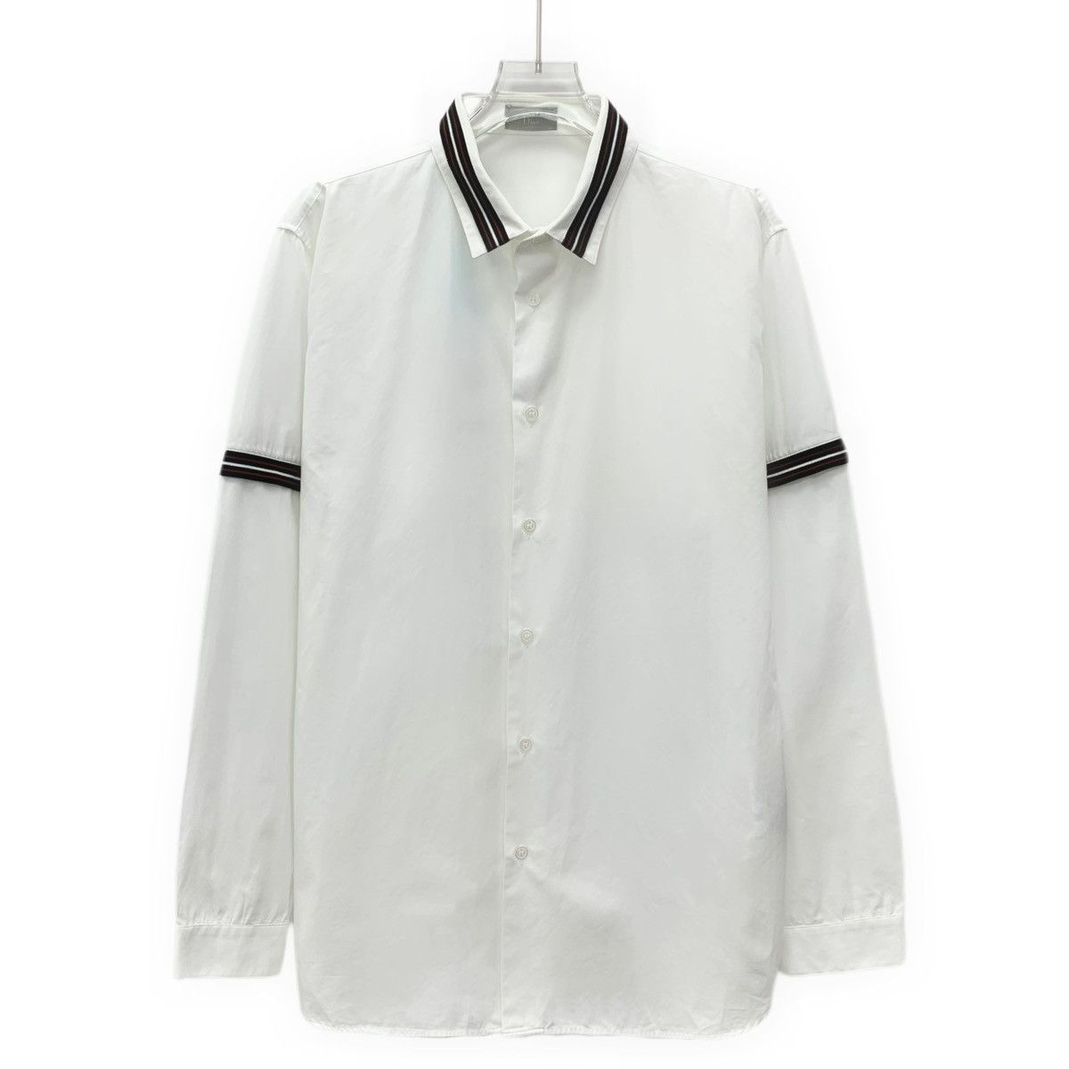Dior Dior White Striped Webbing Cotton Long Sleeve Shirt K26WX Size US XS / EU 42 / 0 - 1 Thumbnail