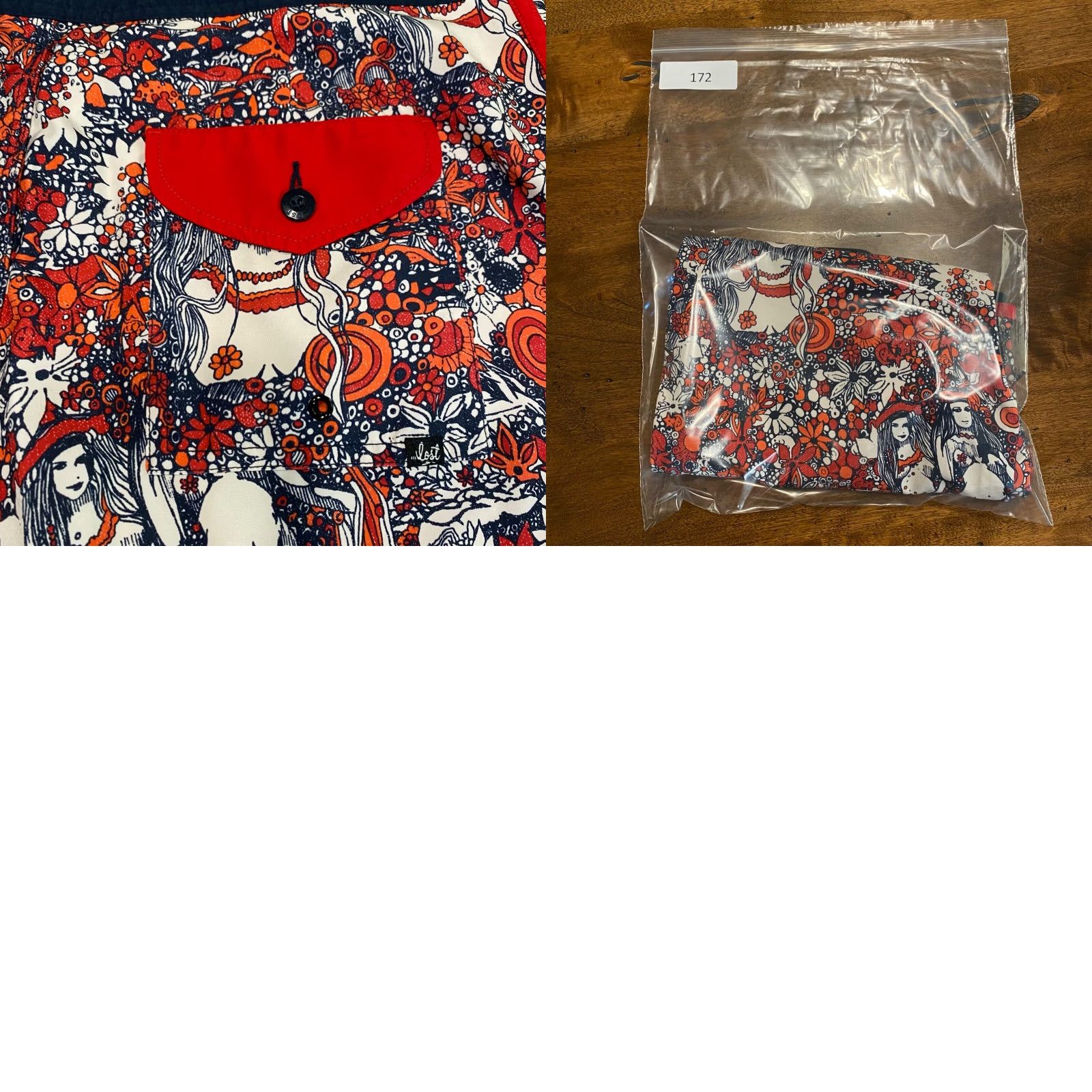 Vintage Lost Enterprises Swim Trunks Mens 31 Medium Red Hawaiian Girl Drawstring 8" In Size ONE SIZE - 8 Thumbnail