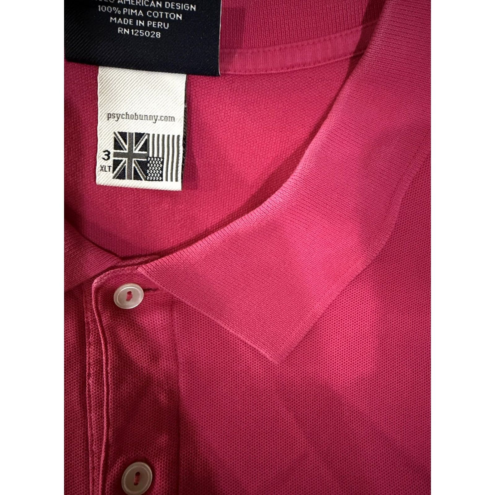 Psycho Bunny Psycho Bunny Polo Shirt Mens XLT Pink Short Sleeve Logo 100% Cotton Pima Knit Big & Tall Collared Button Closure Size US XL / EU 56 / 4 - 6 Thumbnail