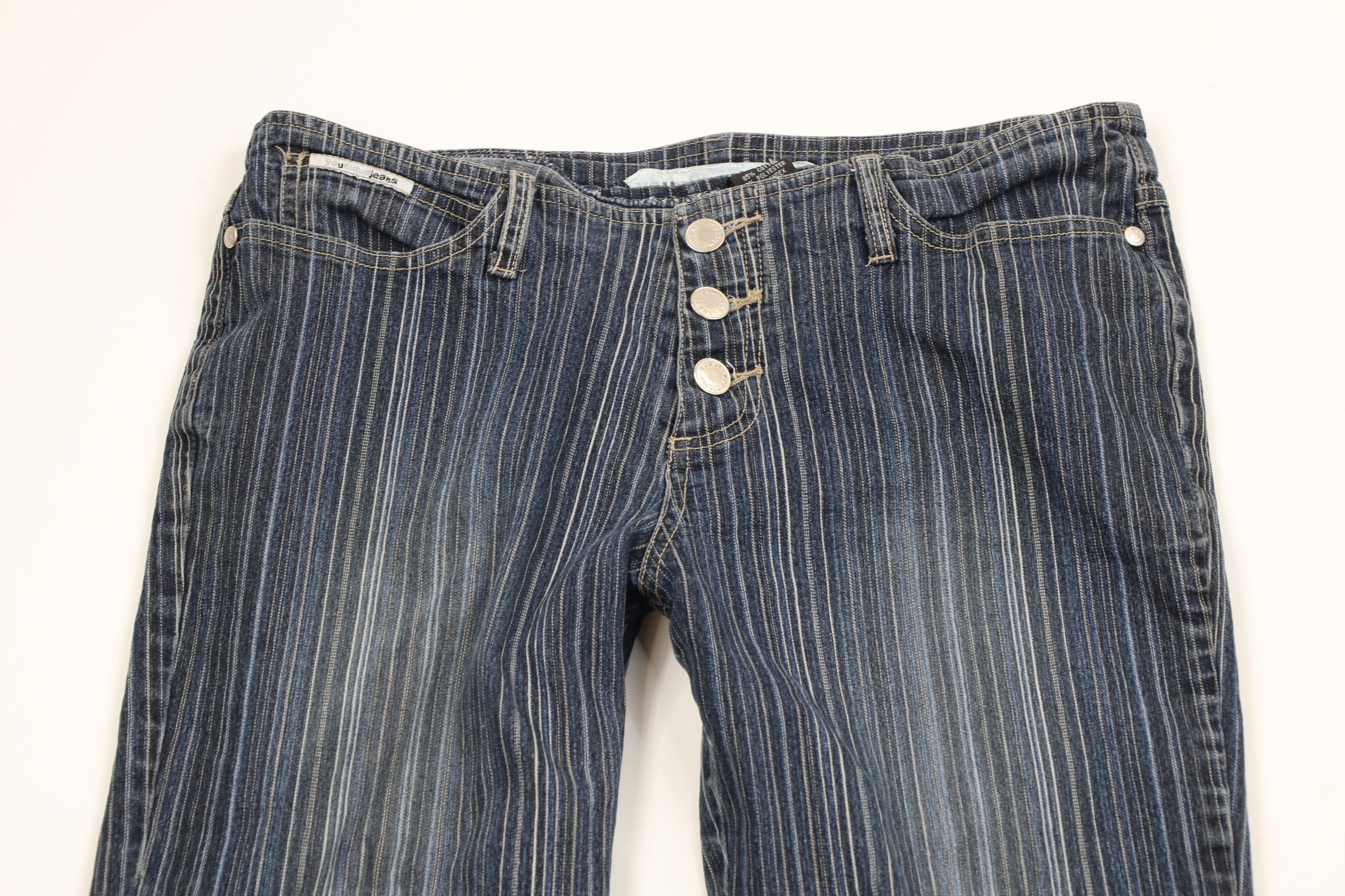 Vintage Vintage Y2K Streetwear Striped Flared Wide Leg Denim Jeans Size 32" / US 10 / IT 46 - 2 Thumbnail