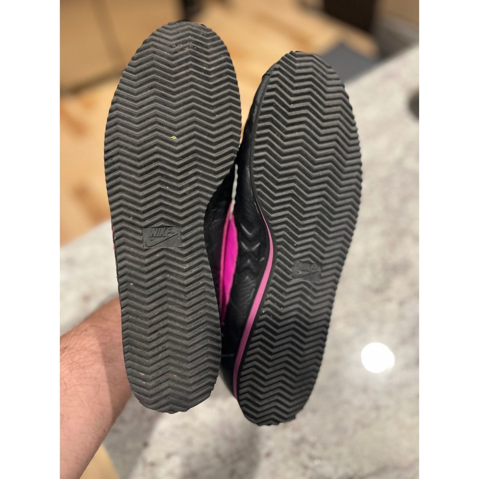 Nike Nike Cortez NikeiD Custom Black Pink Leather Sneakers Shoes Size US 12 / EU 45 - 6 Thumbnail
