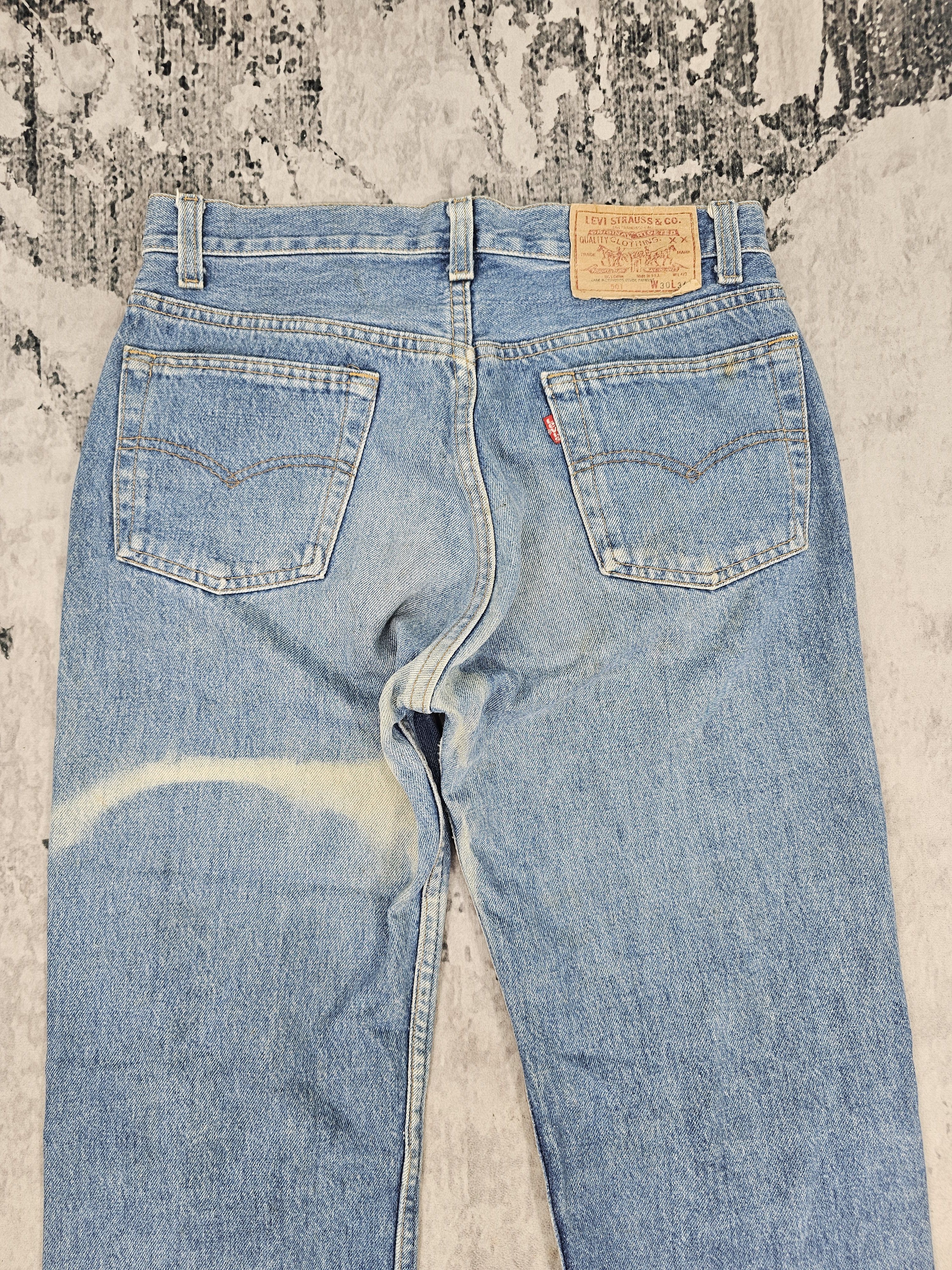 Levi's Vintage LEVIS 501 Faded Bleach Design Blue Jeans L0453 Size US 29 - 10 Thumbnail